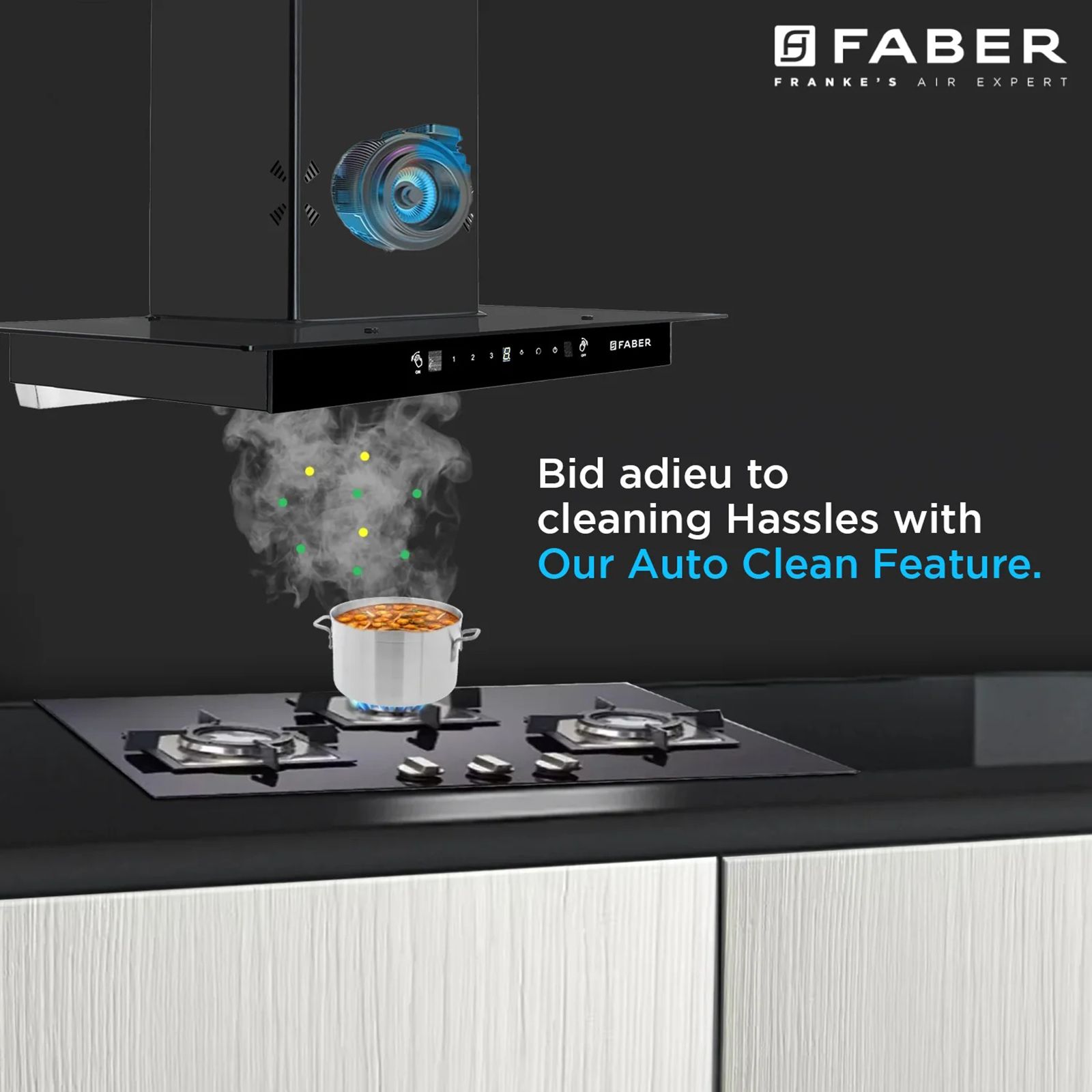 FABER HOOD COSMOS 3D HC SC BK BF 90cm 1400m3/hr Ducted Auto Clean Wall Mounted Chimney with Odour Sensor (Black) FABER HOOD COSMOS 3D HC SC BK BF 90cm 1400m3/hr Ducted Auto Clean Wall Mounted Chimney with Odour Sensor (Black)_10