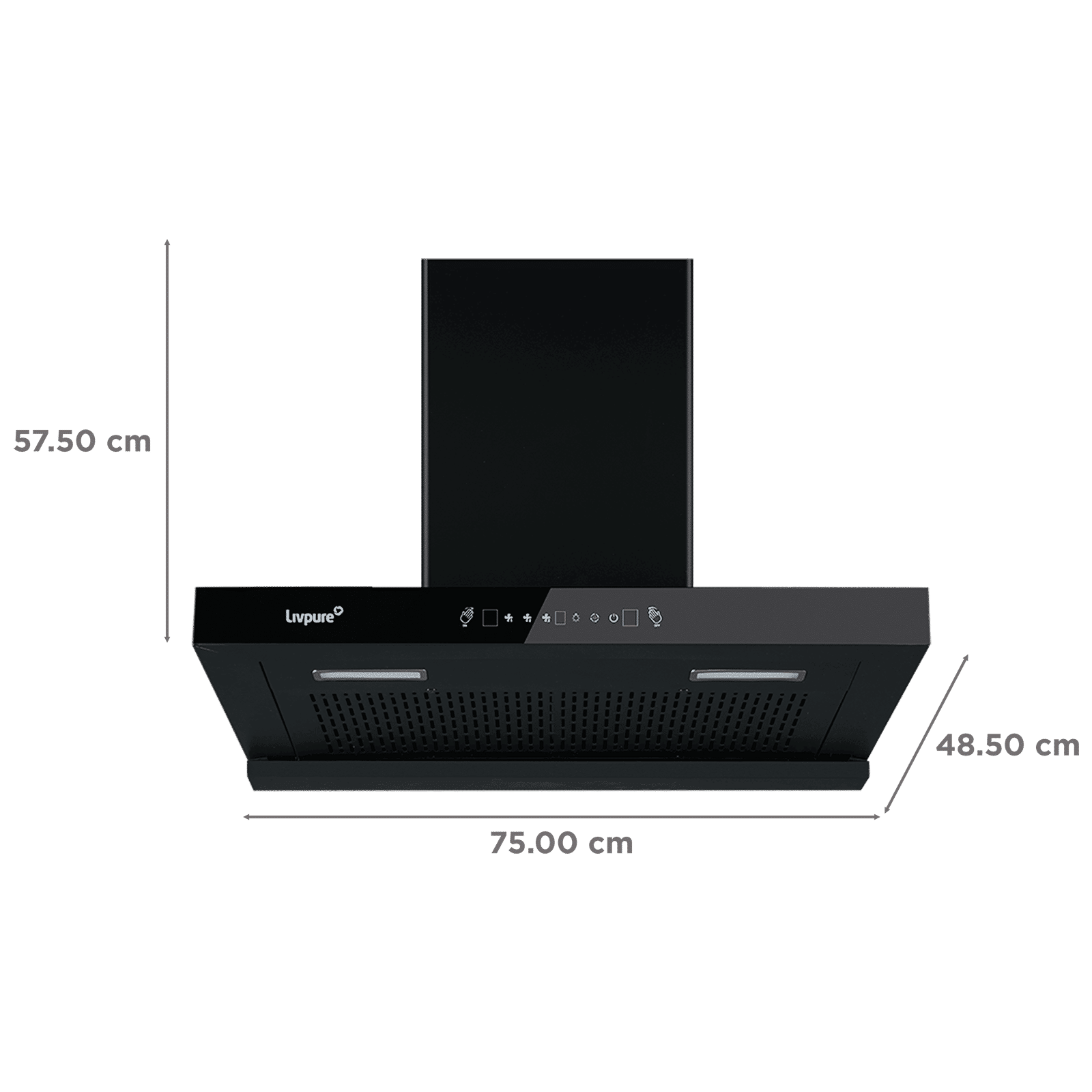 Livepure Ether 75cm 1350m3/hr Ducted Auto Clean Wall Mounted Chimney with Motion Sensor Controls (Black) Livepure Ether 75cm 1350m3/hr Ducted Auto Clean Wall Mounted Chimney with Motion Sensor Controls (Black)_2