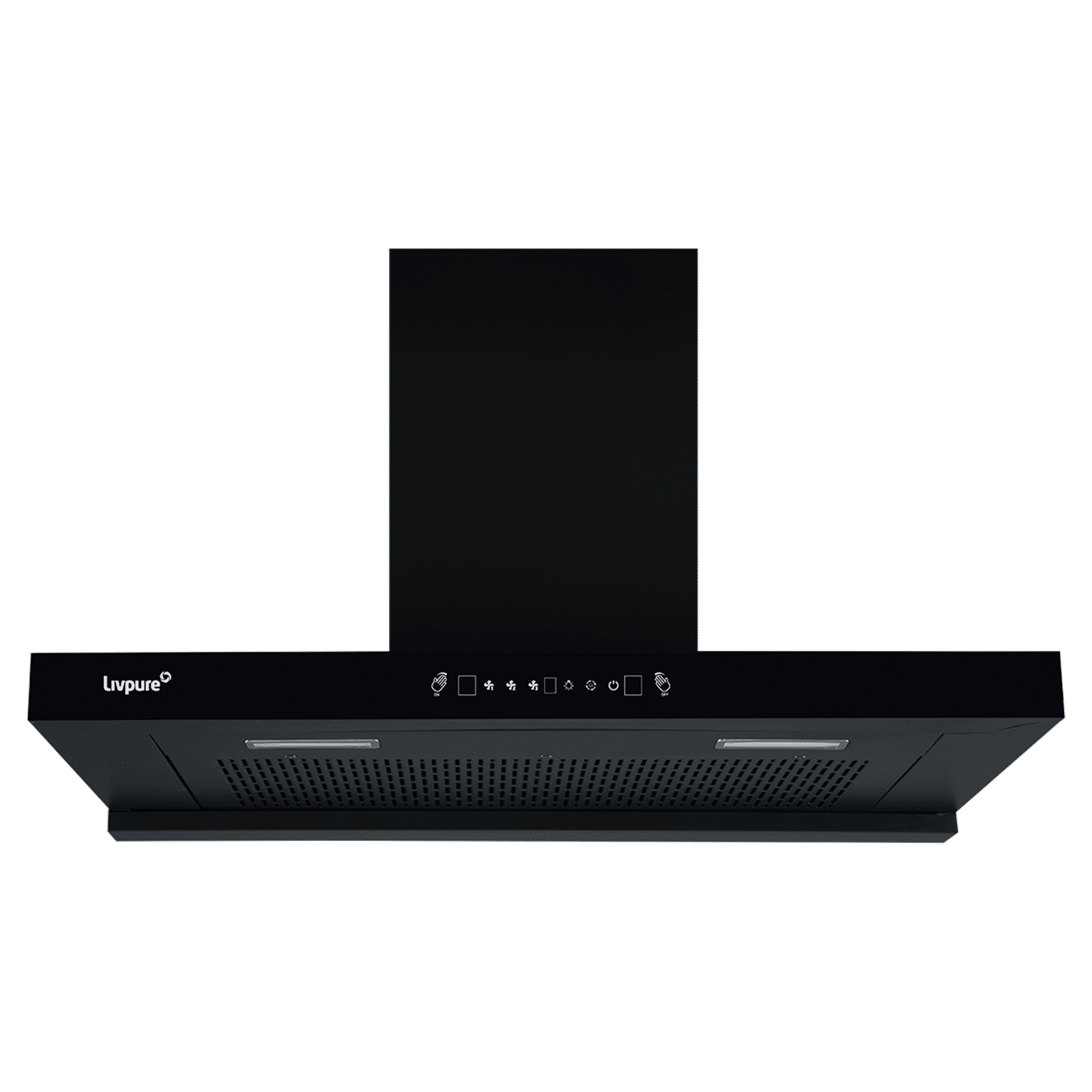 Livepure Ether 90cm 1350m3/hr Ducted Auto Clean Wall Mounted Chimney with Motion Sensor Controls (Black)_1