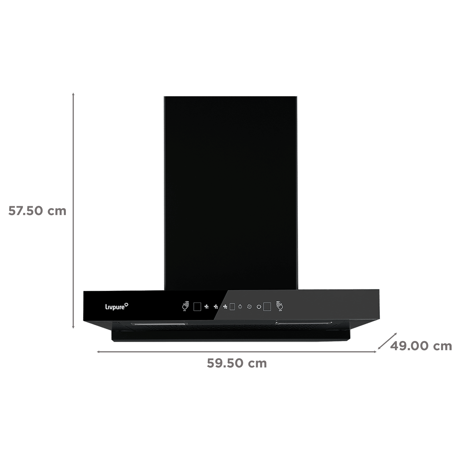 Livepure Ether 60cm 1350m3/hr Ducted Auto Clean Wall Mounted Chimney with Motion Sensor Controls (Black) Livepure Ether 60cm 1350m3/hr Ducted Auto Clean Wall Mounted Chimney with Motion Sensor Controls (Black)_2
