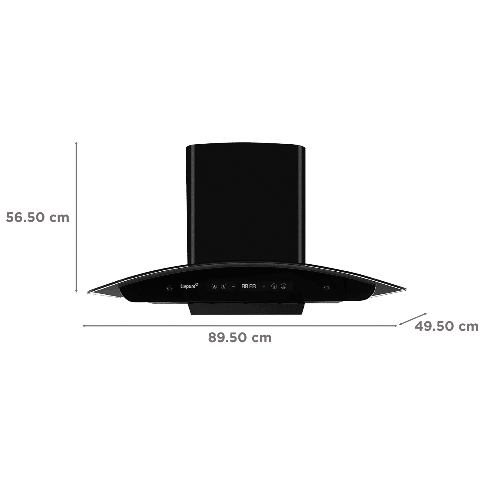 Livepure Invictor Plus 90cm 1450m3/hr Ducted Auto Clean Wall Mounted Chimney with Smart Touch & Gesture Control Panel (Black)_2