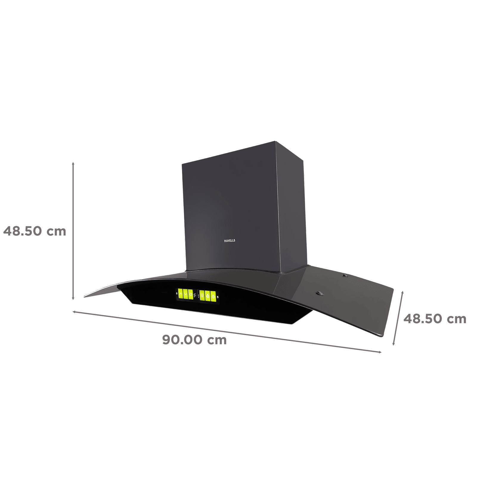 HAVELLS Canis Neo 90cm 1600m3/hr Ducted Auto Clean Wall Mounted Chimney with Hand Wave Controls (Black) HAVELLS Canis Neo 90cm 1600m3/hr Ducted Auto Clean Wall Mounted Chimney with Hand Wave Controls (Black)_2