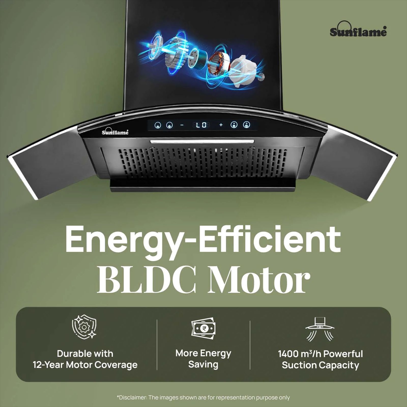 Sunflame SF-RE90 90cm 1400m3/hr Ducted Auto Clean Wall Mounted Chimney with Motion Senor Control (Black) Sunflame SF-RE90 90cm 1400m3/hr Ducted Auto Clean Wall Mounted Chimney with Motion Senor Control (Black)_4