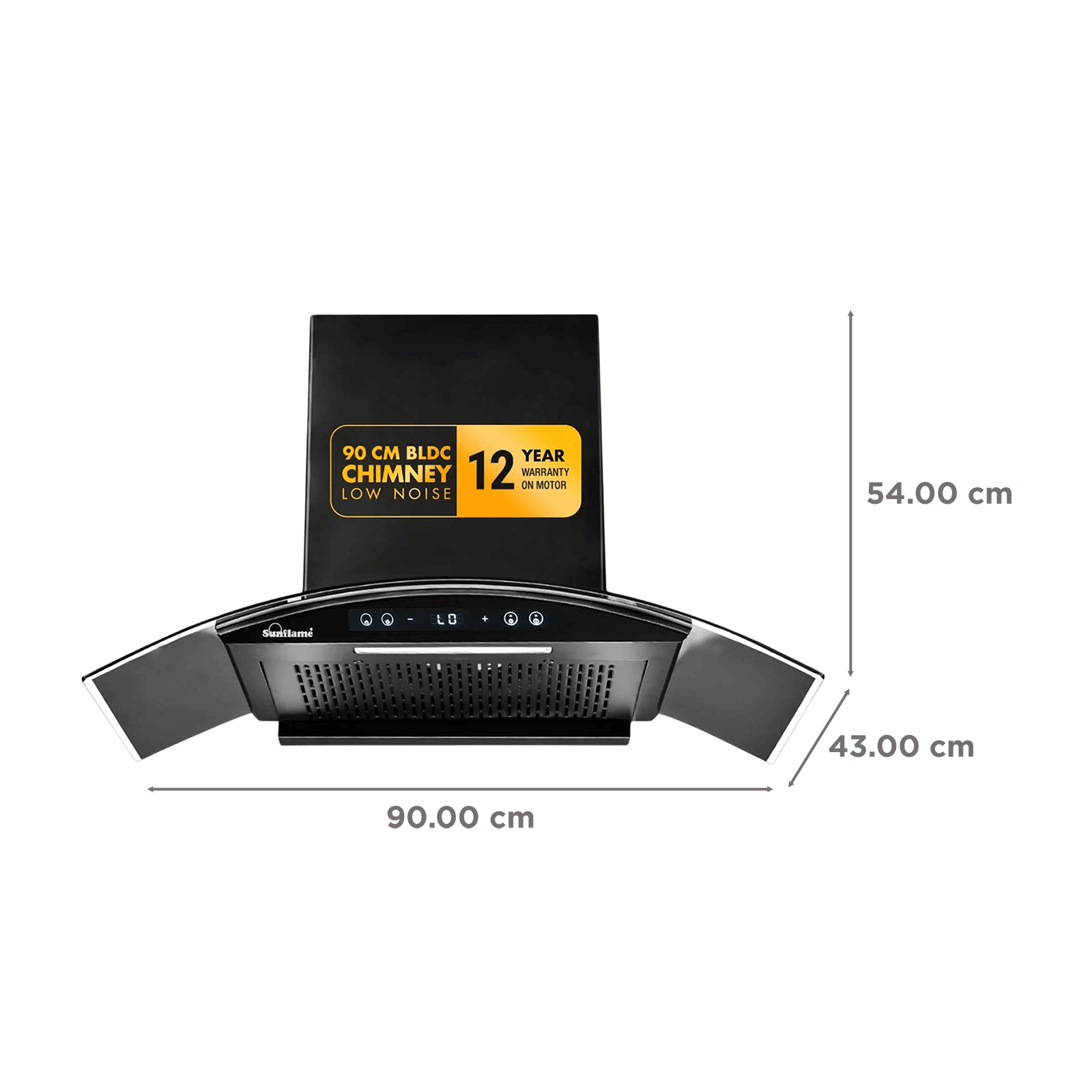 Sunflame SF-RE90 90cm 1400m3/hr Ducted Auto Clean Wall Mounted Chimney with Motion Senor Control (Black) Sunflame SF-RE90 90cm 1400m3/hr Ducted Auto Clean Wall Mounted Chimney with Motion Senor Control (Black)_2