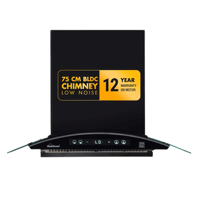 Sunflame SF-RE75 75cm 1400m3/hr Ducted Auto Clean Wall Mounted Chimney with Motion Senor Control (Black)