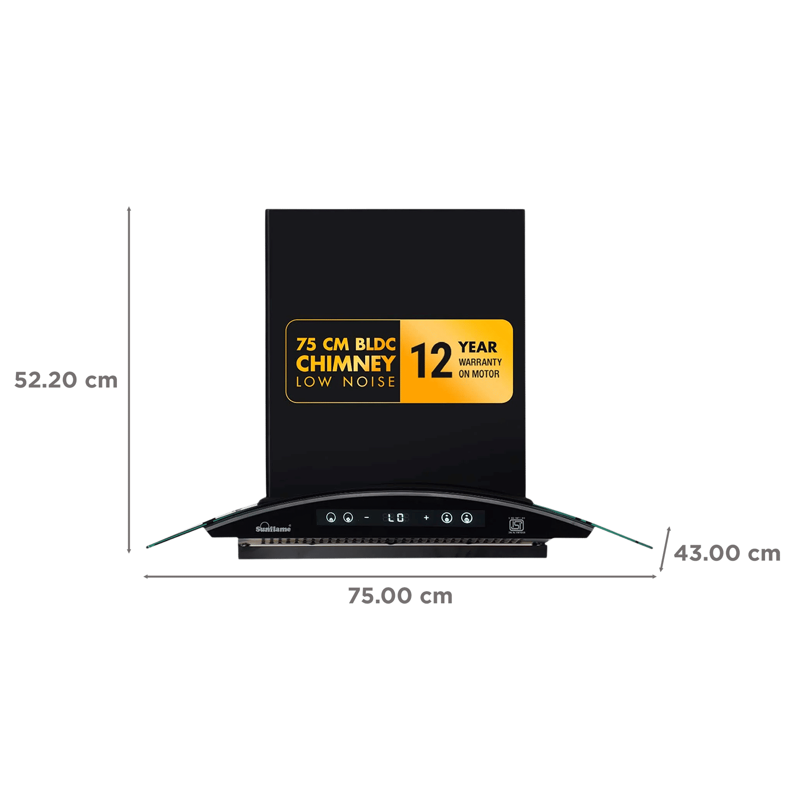 Sunflame SF-RE75 75cm 1400m3/hr Ducted Auto Clean Wall Mounted Chimney with Motion Senor Control (Black)_2