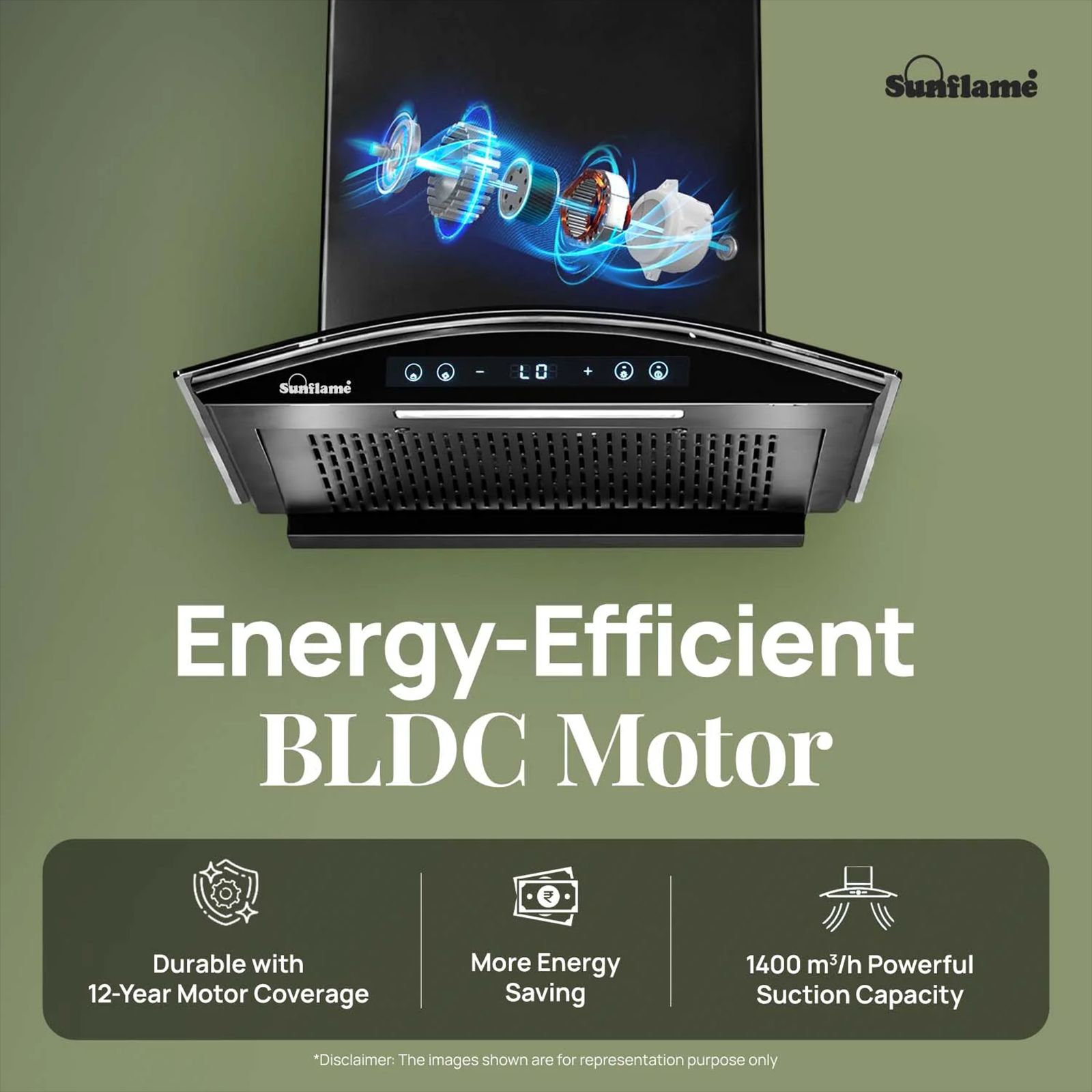 Sunflame SF-RE60 60cm 1400m3/hr Ducted Auto Clean Wall Mounted Chimney with Motion Senor Control (Black) Sunflame SF-RE60 60cm 1400m3/hr Ducted Auto Clean Wall Mounted Chimney with Motion Senor Control (Black)_4