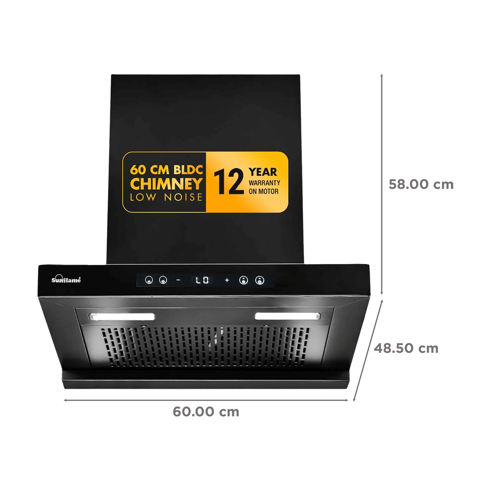 Sunflame SF-AS60 60cm 1400m3/hr Ducted Auto Clean Wall Mounted Chimney with Motion Senor Control (Black)_3