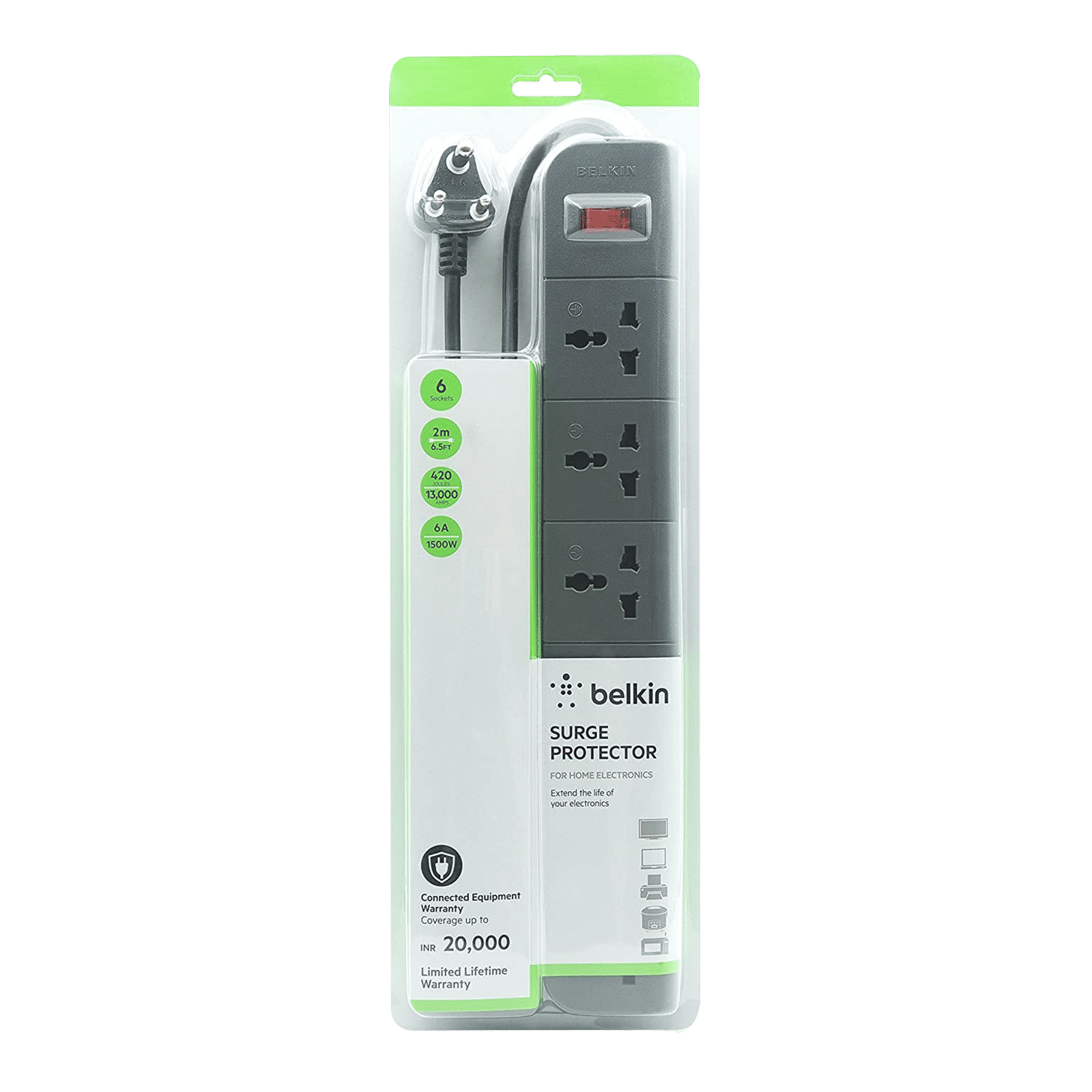 belkin Economy Series 6 Amps 6 Sockets Surge Protector with Individual Switch (2 Meters, Heavy Duty Cable Overload Protection, F9E600ZB, Grey) belkin Economy Series 6 Amps 6 Sockets Surge Protector with Individual Switch (2 Meters, Heavy Duty Cable Overload Protection, F9E600ZB, Grey)_6
