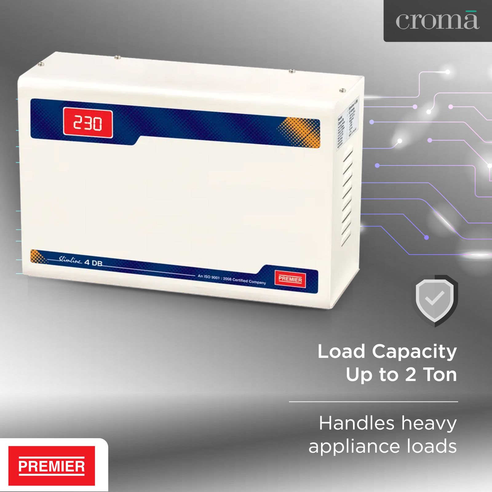 Premier Slimline Double Boost 12 Amps Voltage Stabilizer For 1.5T Air Conditioner (145 - 270 V, Digital Display, 4KVA, White) Premier Slimline Double Boost 12 Amps Voltage Stabilizer For 1.5T Air Conditioner (145 - 270 V, Digital Display, 4KVA, White)_9