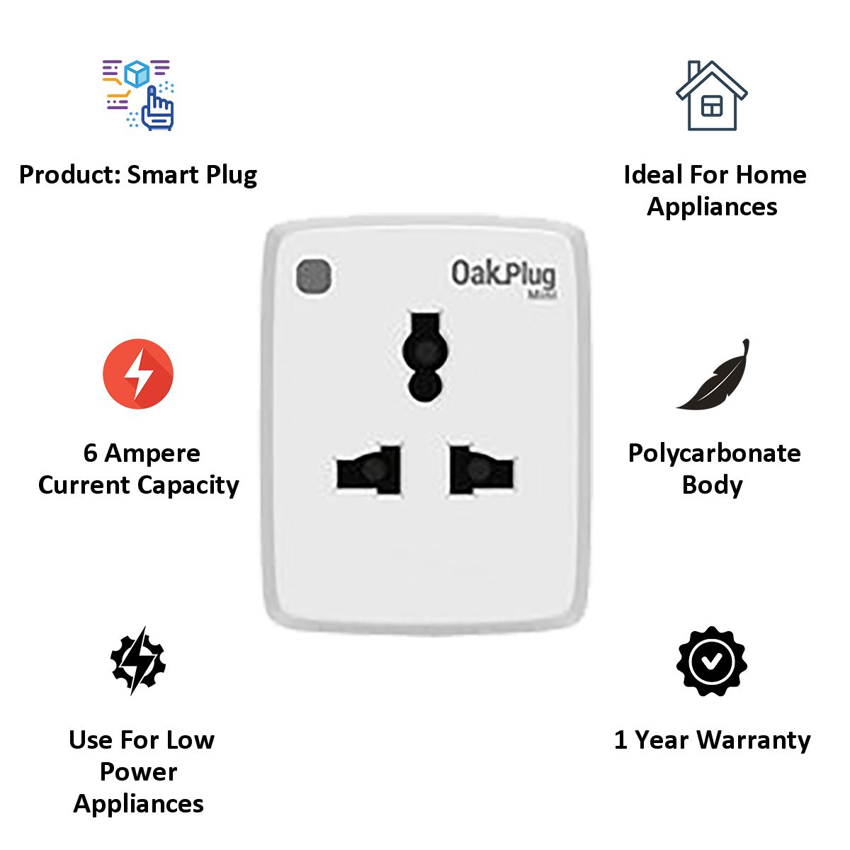 Oakter 6 Amp Smart Plug (Oak Plug Mini, White) Oakter 6 Amp Smart Plug (Oak Plug Mini, White)_4