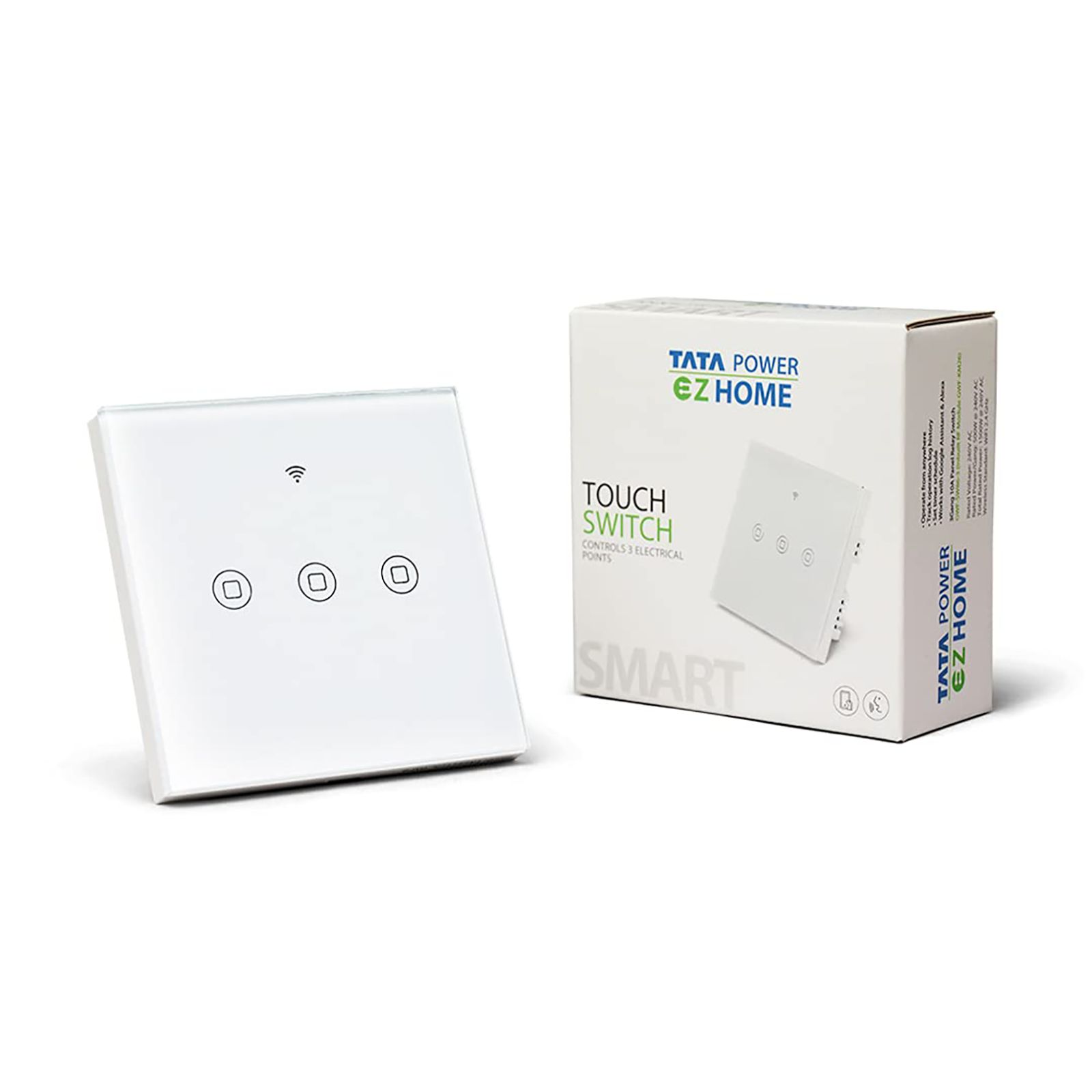 TATA POWER EZ HOME Google and Alexa Assistant Touch Panel For Fans, Lights, Plug Points (Voice Control, GWF-SW86-3, White) TATA POWER EZ HOME Google and Alexa Assistant Touch Panel For Fans, Lights, Plug Points (Voice Control, GWF-SW86-3, White)_3