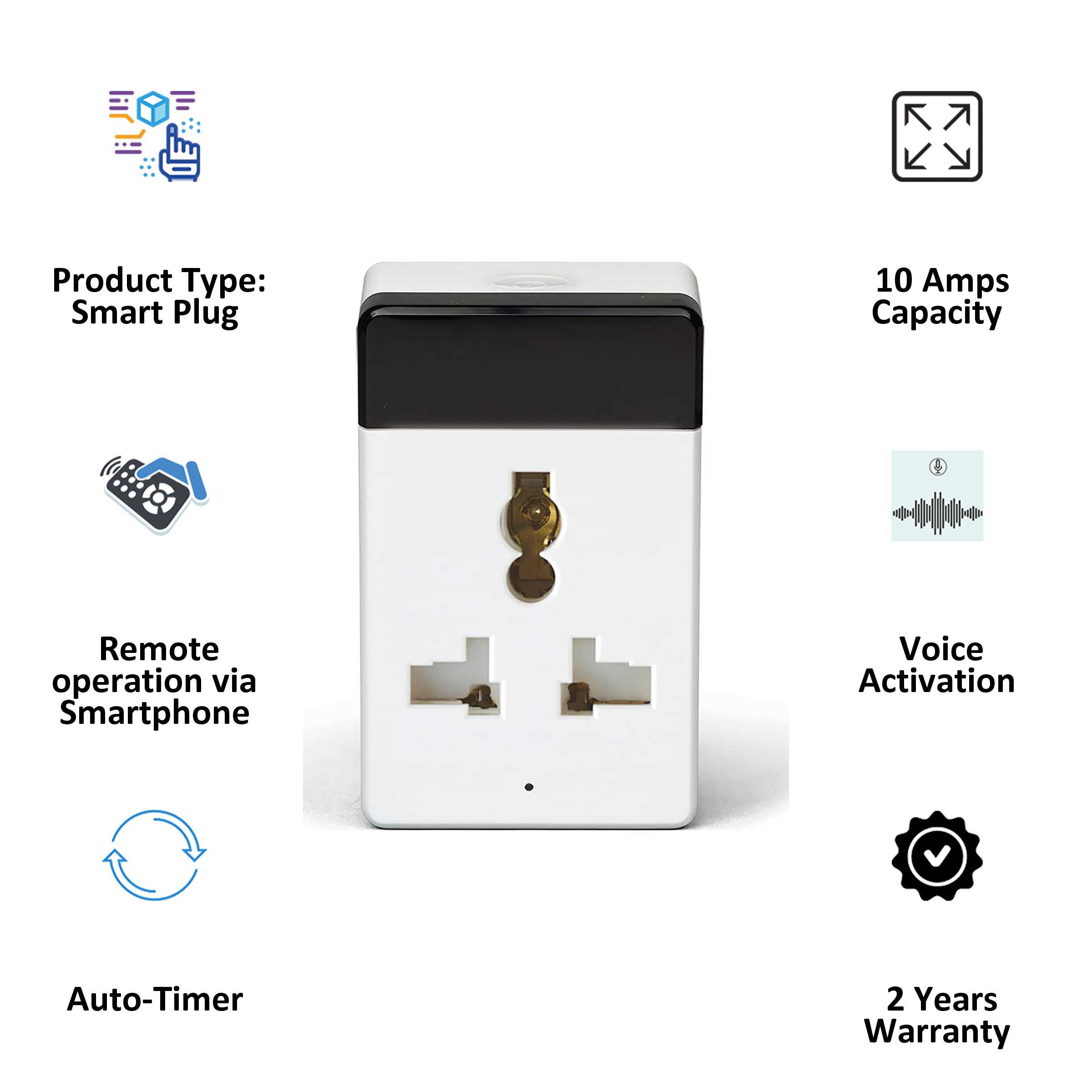 TATA POWER EZ HOME Google Home and Amazon Alexa Smart Plug for AC, TV, Set-Top (Auto Timer, GWF-SI01-IR, White)_4