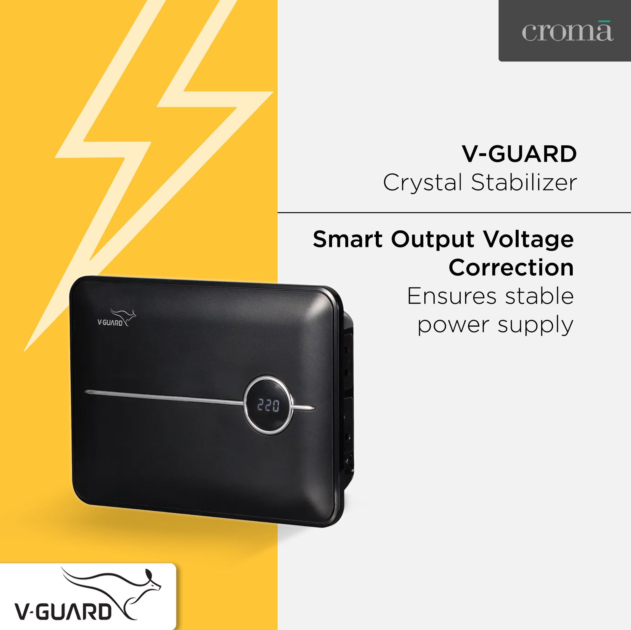 V-Guard Crystal 150 Prime 4 Amps Voltage Stabilizer 203cm (80 Inch) TV / SetTop Box / Home Theatre (90 - 290 V, Thermal Overload Protection, , Black) V-Guard Crystal 150 Prime 4 Amps Voltage Stabilizer 203cm (80 Inch) TV / SetTop Box / Home Theatre (90 - 290 V, Thermal Overload Protection, , Black)_6