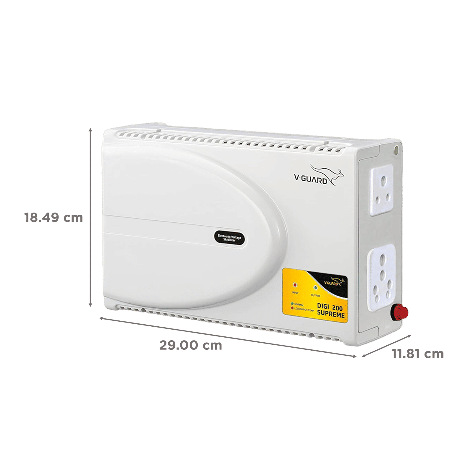 V-Guard 6 Amps Voltage Stabilizer For Up to 203cm (80") TV / SetTop Box / Home Theatre / Gaming Console / Photostat Machine (140 - 295 V, Built-In Thermal Overload Protection, Digi 200, White)_3