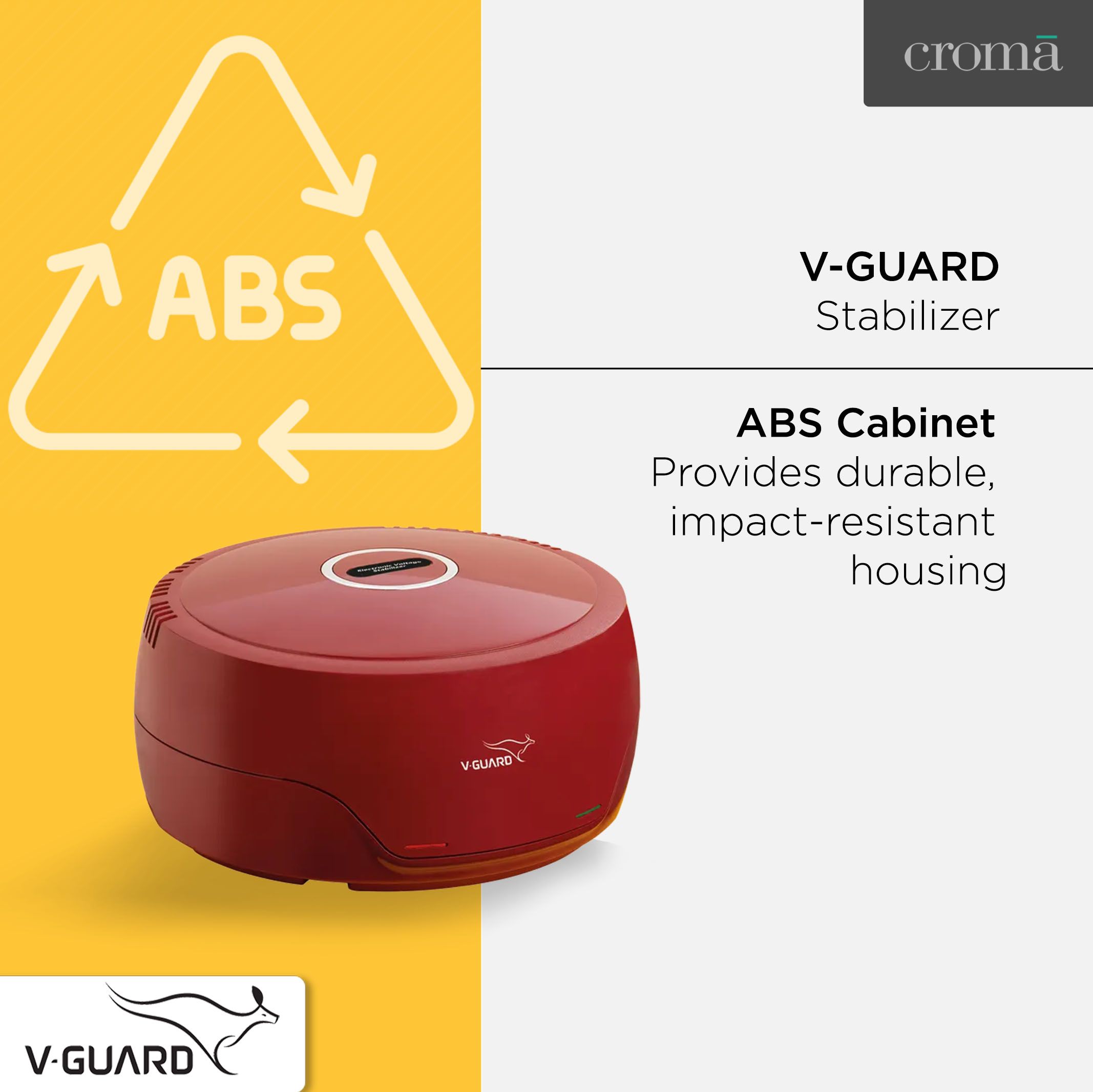V-Guard 2 Amps Voltage Stabilizer For Up to 300 Liters Refrigerator (135 - 280 V, Fail Safe Circuit Protection, VG 50, Red)_7