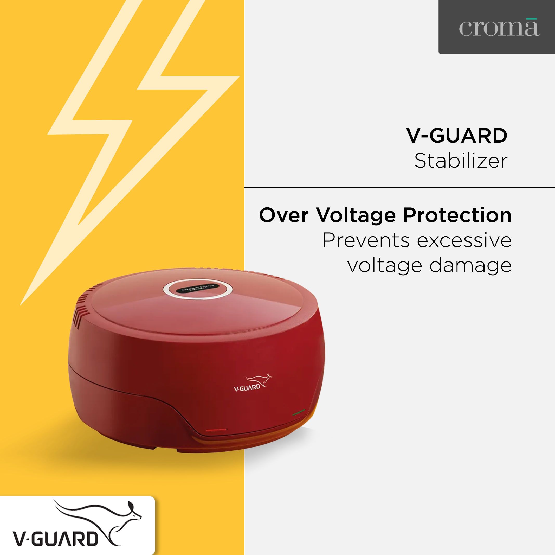 V-Guard 2 Amps Voltage Stabilizer For Up to 300 Liters Refrigerator (135 - 280 V, Fail Safe Circuit Protection, VG 50, Red)_8