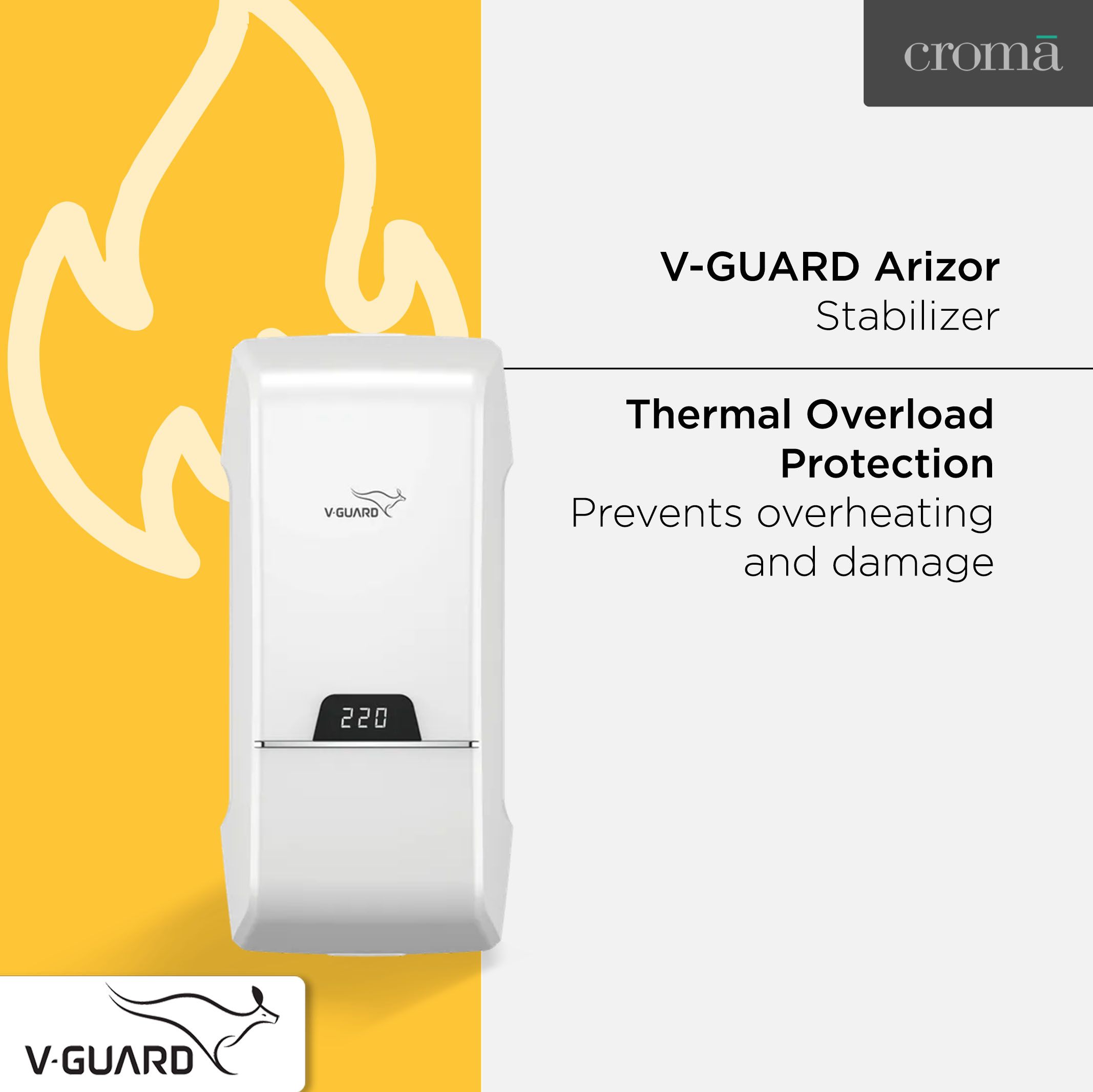 V-GUARD Arizor 4170 12 Amps Voltage Stabilizer For 1.5 Ton Inverter Air Conditioner (170 - 270 V, Fail Safe Circuit Protection, White) V-GUARD Arizor 4170 12 Amps Voltage Stabilizer For 1.5 Ton Inverter Air Conditioner (170 - 270 V, Fail Safe Circuit Protection, White)_5