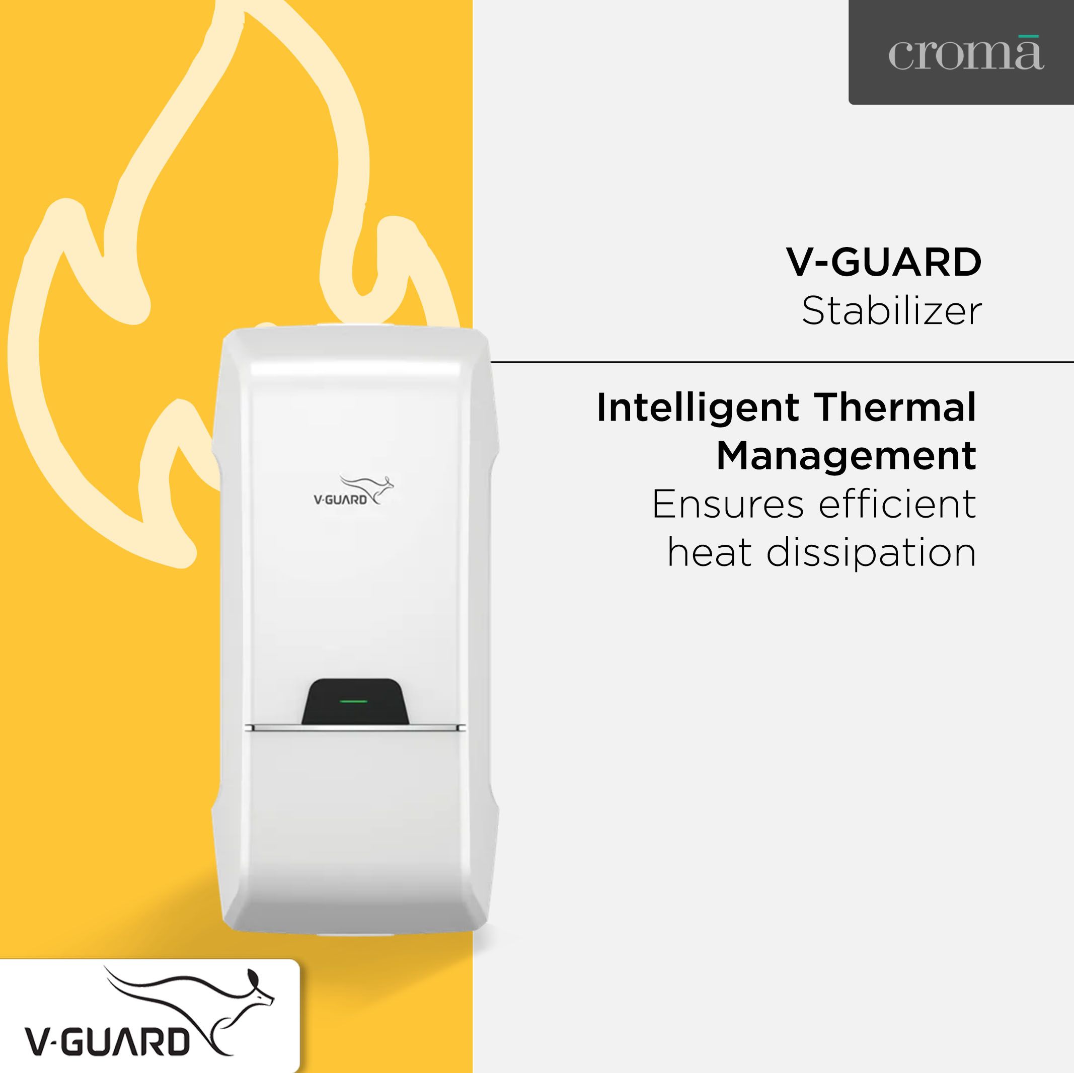 V-GUARD 15 Amps Voltage Stabilizer For 2 ton Air conditioner (170 - 270 V, Intelligent Time Delay System, Arizor SD 5170, White)_3