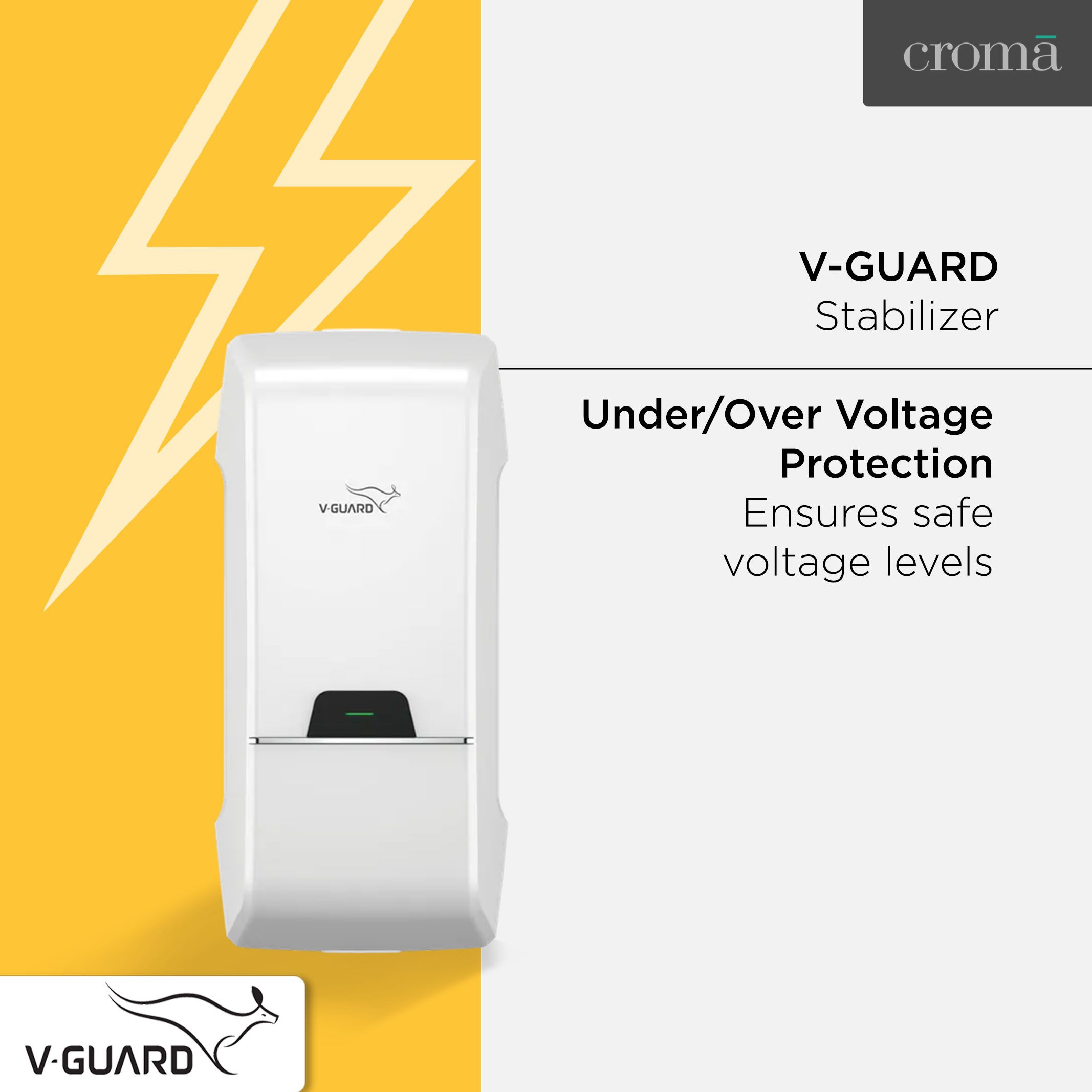 V-GUARD 15 Amps Voltage Stabilizer For 2 ton Air conditioner (170 - 270 V, Intelligent Time Delay System, Arizor SD 5170, White)_6