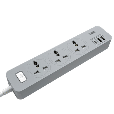 GM Cuba 6 Amps 3 Sockets Surge Protector (1.8 Meters, GM 3341, White)