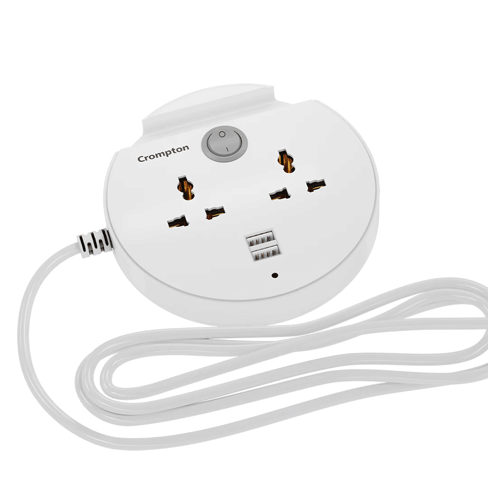 Crompton Powerbox Alpha CU 6 Amps 2 Sockets Extention Board with Individual Switch (2 Meters, Mobile Holder Groove, LEDPB-ALPHA-CU, White)_2