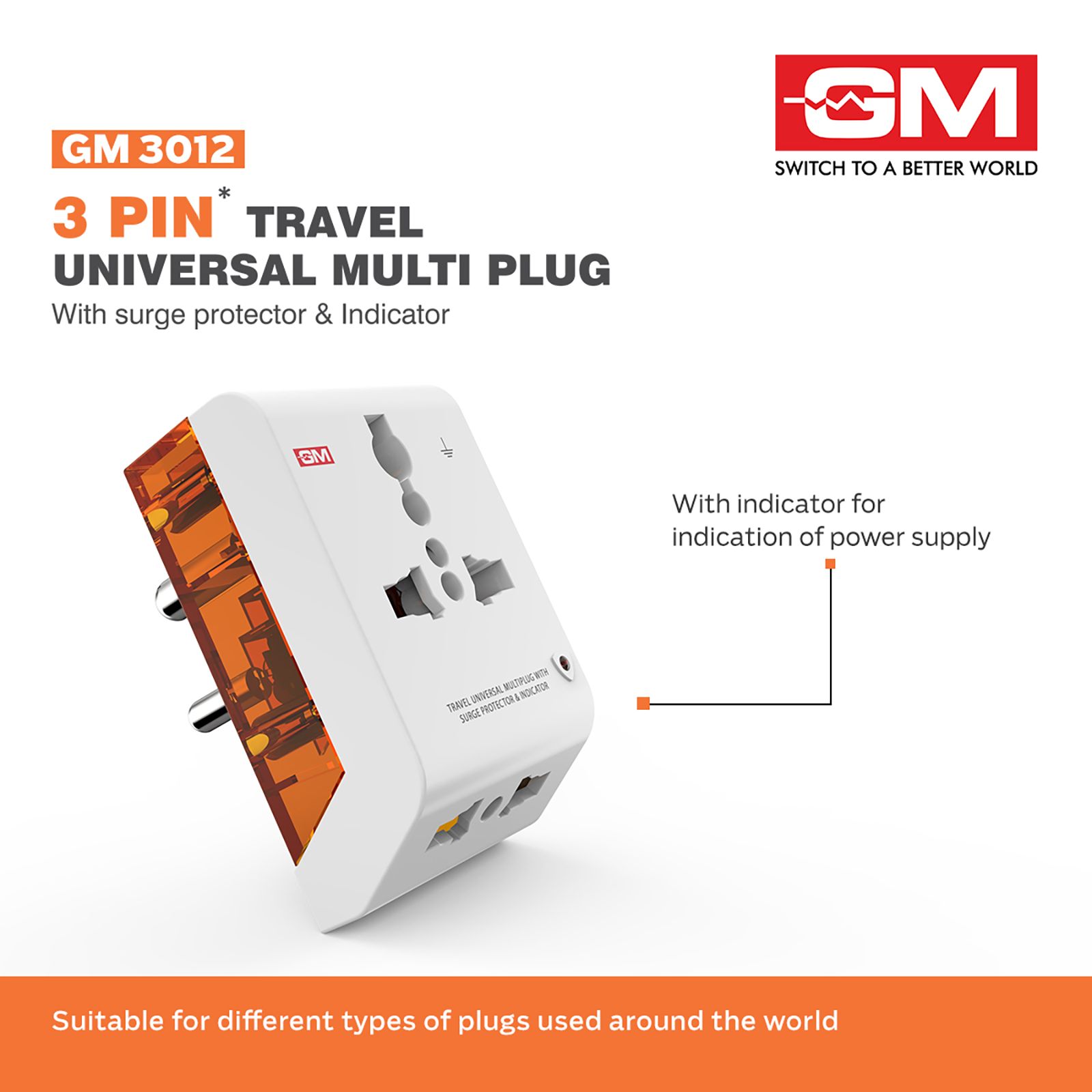 GM G Magic 1 Plugs Travel Adapter (Universal Compatibility, 3012, White) GM G Magic 1 Plugs Travel Adapter (Universal Compatibility, 3012, White)_8