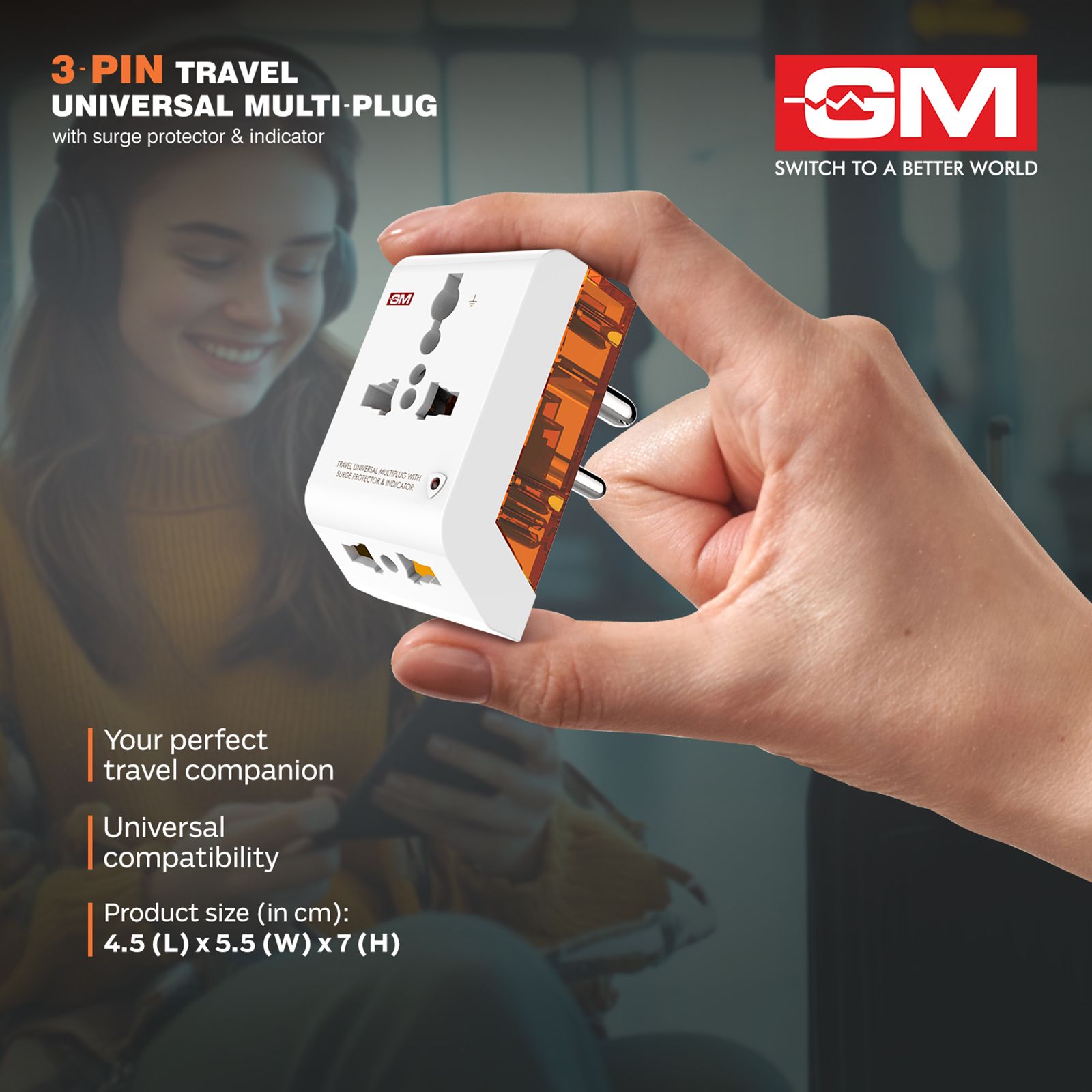 GM G Magic 1 Plugs Travel Adapter (Universal Compatibility, 3012, White) GM G Magic 1 Plugs Travel Adapter (Universal Compatibility, 3012, White)_11