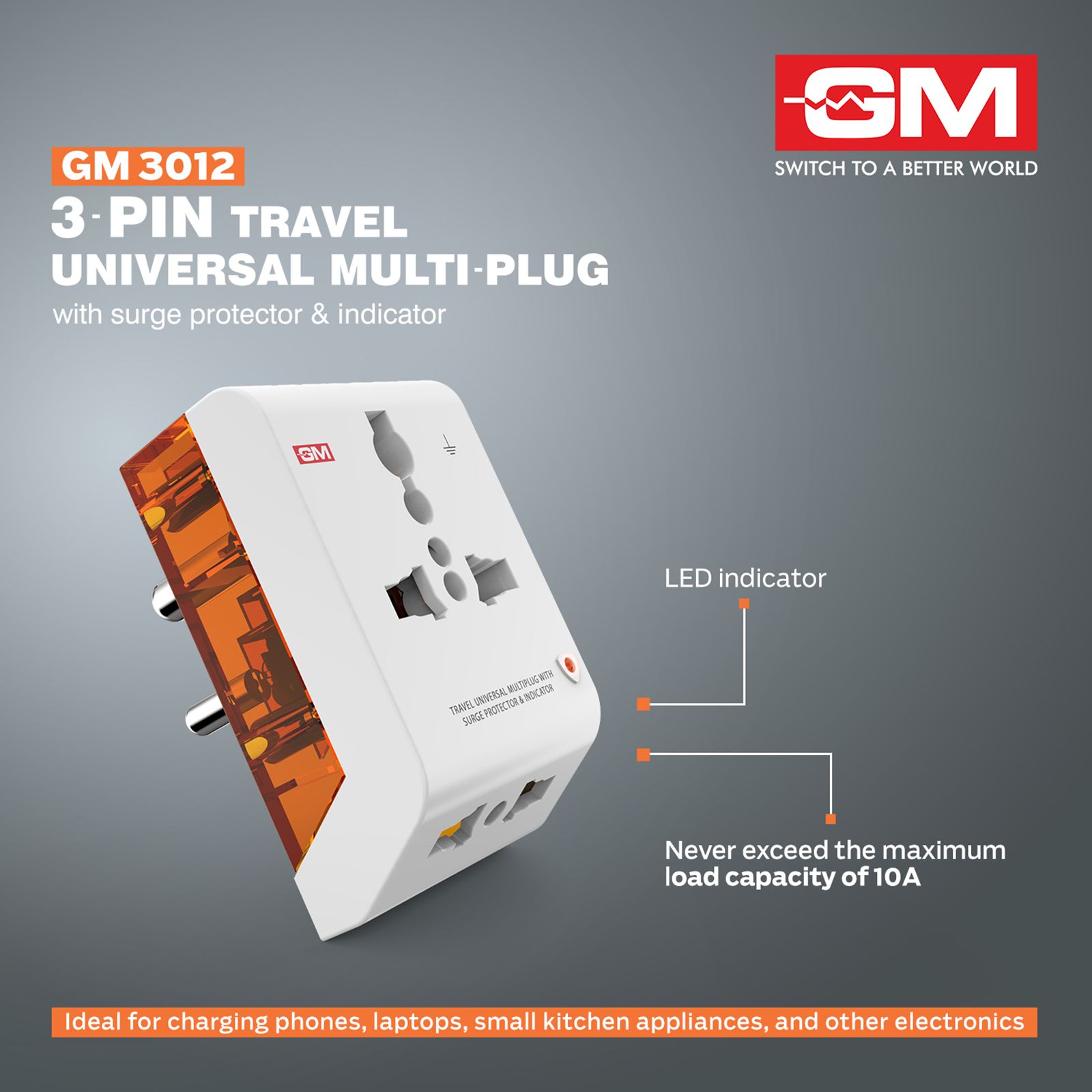 GM G Magic 1 Plugs Travel Adapter (Universal Compatibility, 3012, White) GM G Magic 1 Plugs Travel Adapter (Universal Compatibility, 3012, White)_5