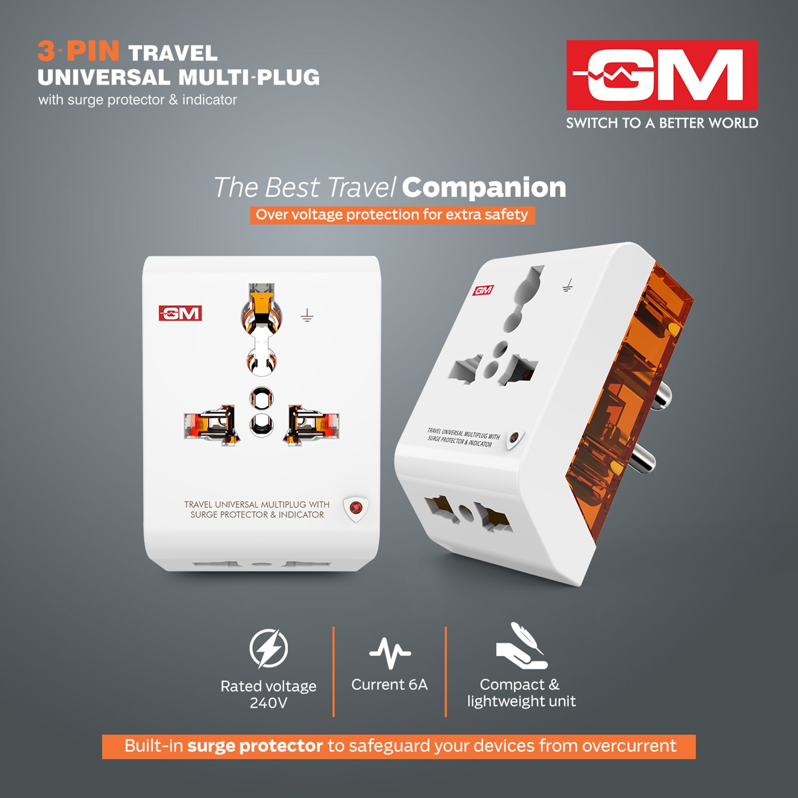 GM G Magic 1 Plugs Travel Adapter (Universal Compatibility, 3012, White) GM G Magic 1 Plugs Travel Adapter (Universal Compatibility, 3012, White)_6