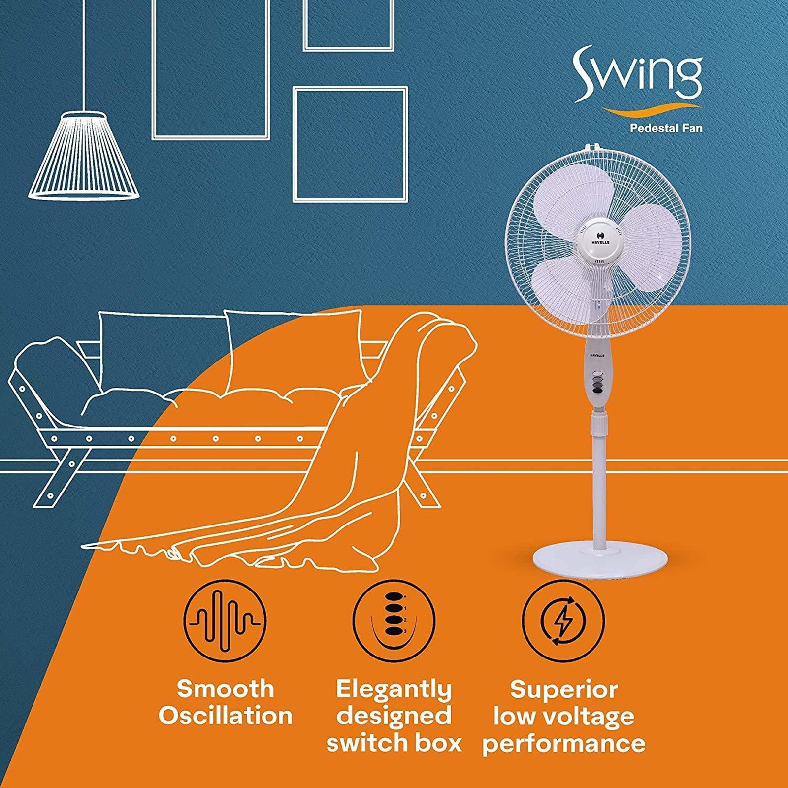HAVELLS Swing 3 Star 400mm 3 Blade Thermal Overload Protector Pedestal Fan (Inverter Technology, White) HAVELLS Swing 3 Star 400mm 3 Blade Thermal Overload Protector Pedestal Fan (Inverter Technology, White)_6