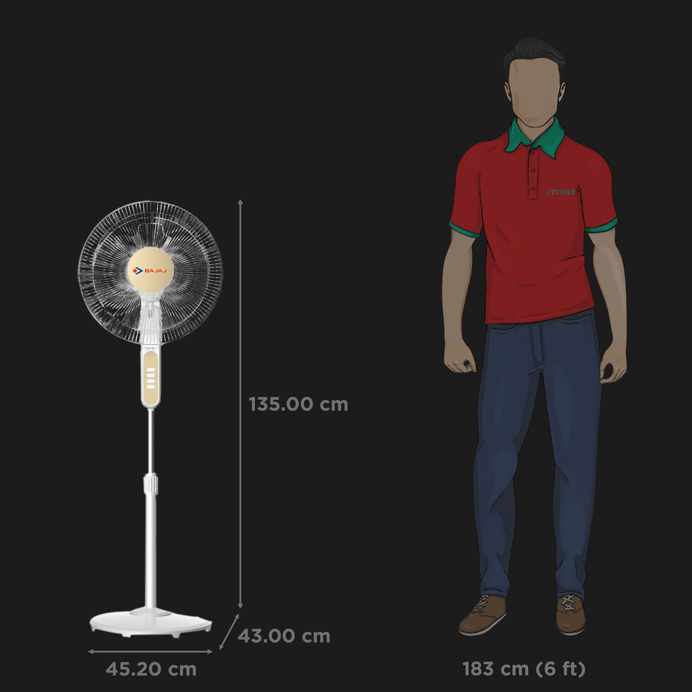 BAJAJ Midea 400mm 3 Blade Silent Operation Pedestal Fan (Thermal Overload Protector, White) BAJAJ Midea 400mm 3 Blade Silent Operation Pedestal Fan (Thermal Overload Protector, White)_2