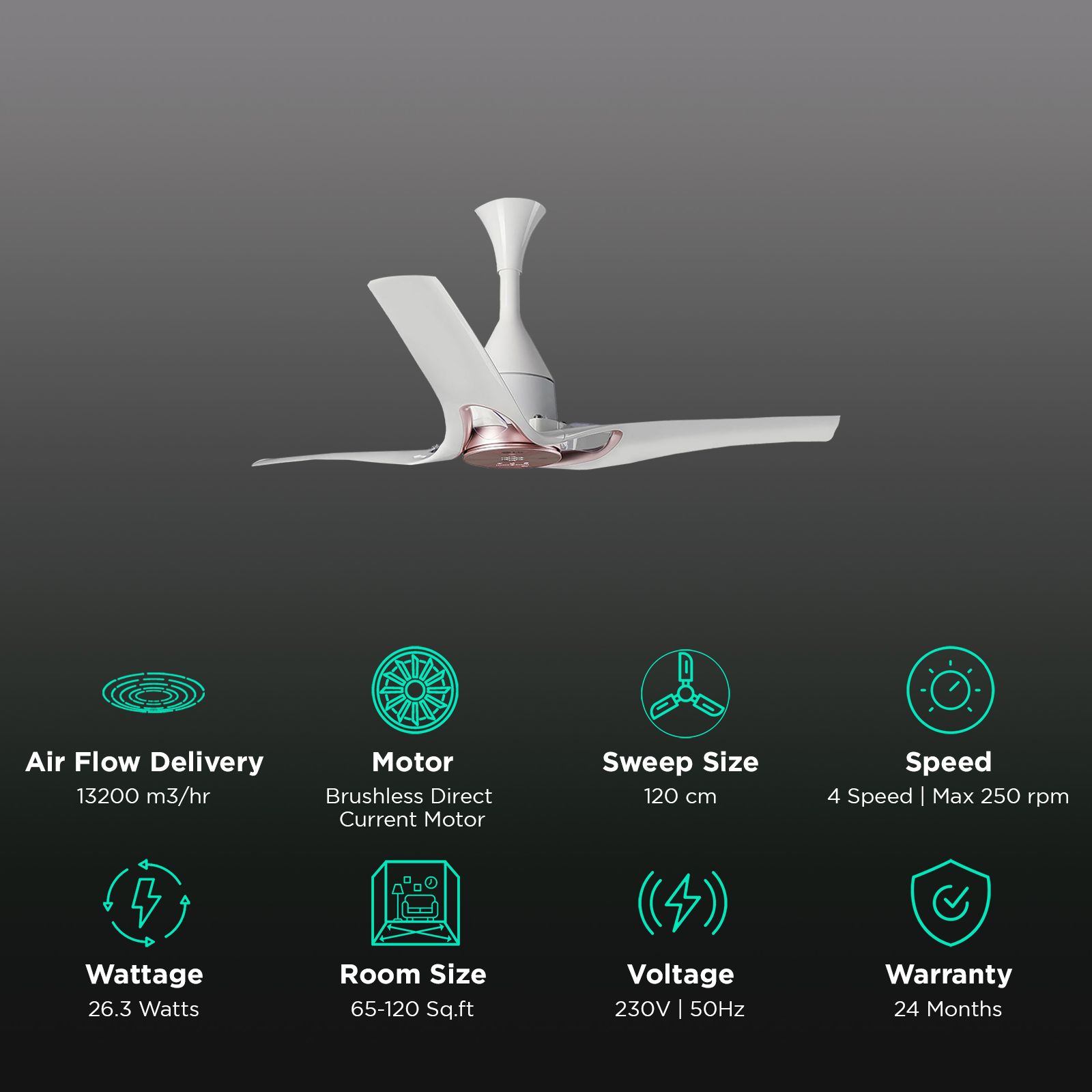 LG Premium 1200mm 3 Blade BLDC Motor Smart Ceiling Fan with Remote (Alexa Supported, Pink Topaz) LG Premium 1200mm 3 Blade BLDC Motor Smart Ceiling Fan with Remote (Alexa Supported, Pink Topaz)_3
