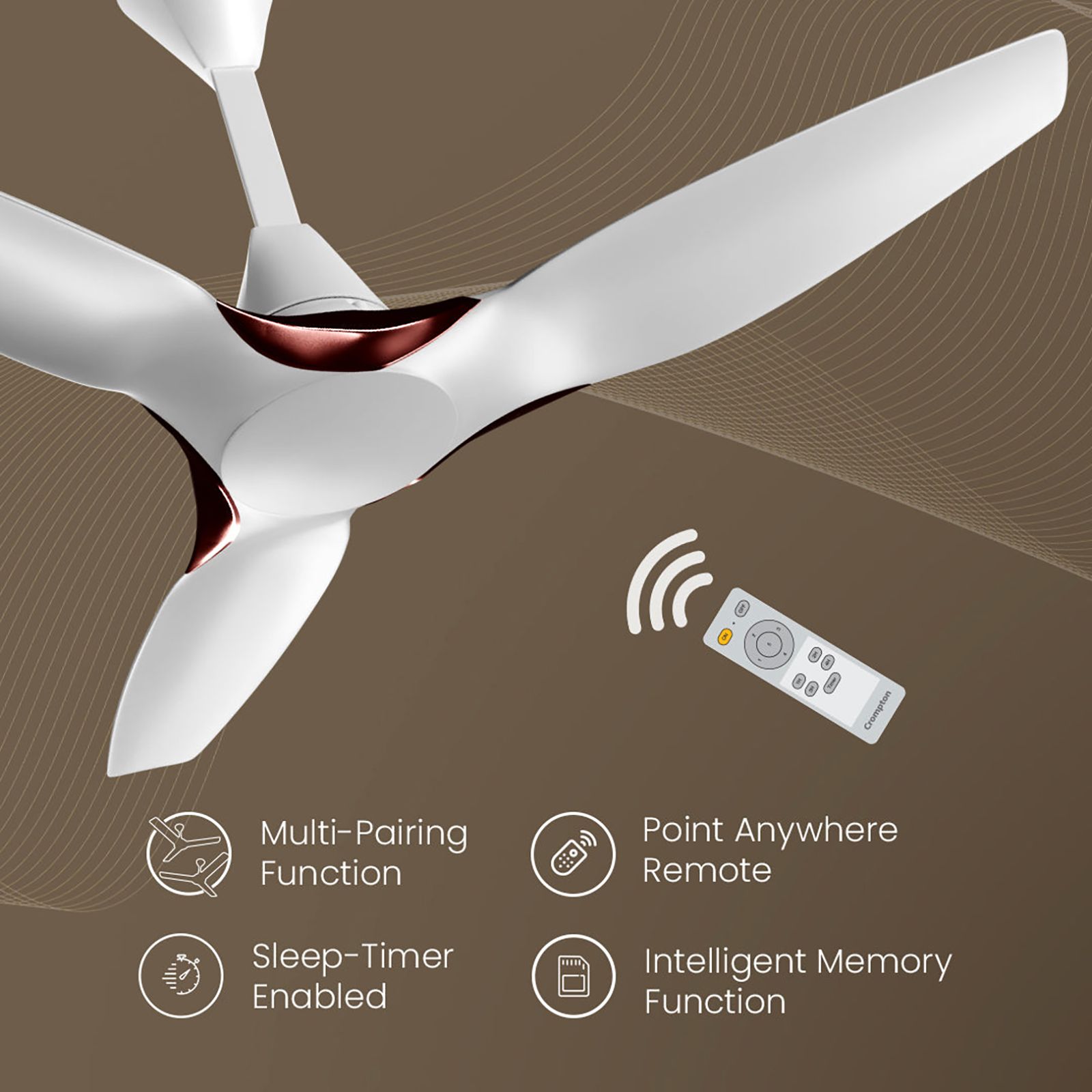 Crompton SilentPro Enso 5 Star 1200mm 3 Blade BLDC Motor Ceiling Fan with Remote (Intelligent Memory Function, Mist White)_9