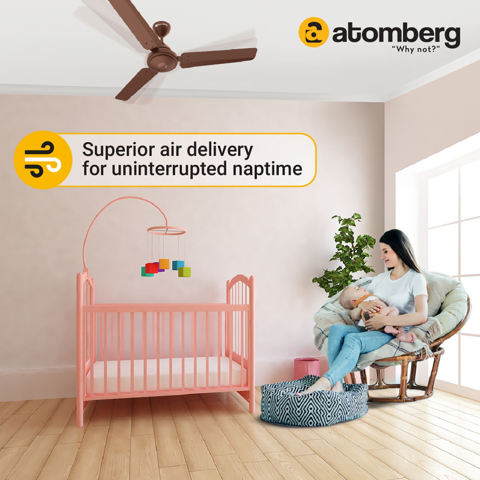 atomberg Efficio 5 Star 1200mm 3 Blade BLDC Motor Ceiling Fan with Remote (LED Indicator, Matt Brown)_9