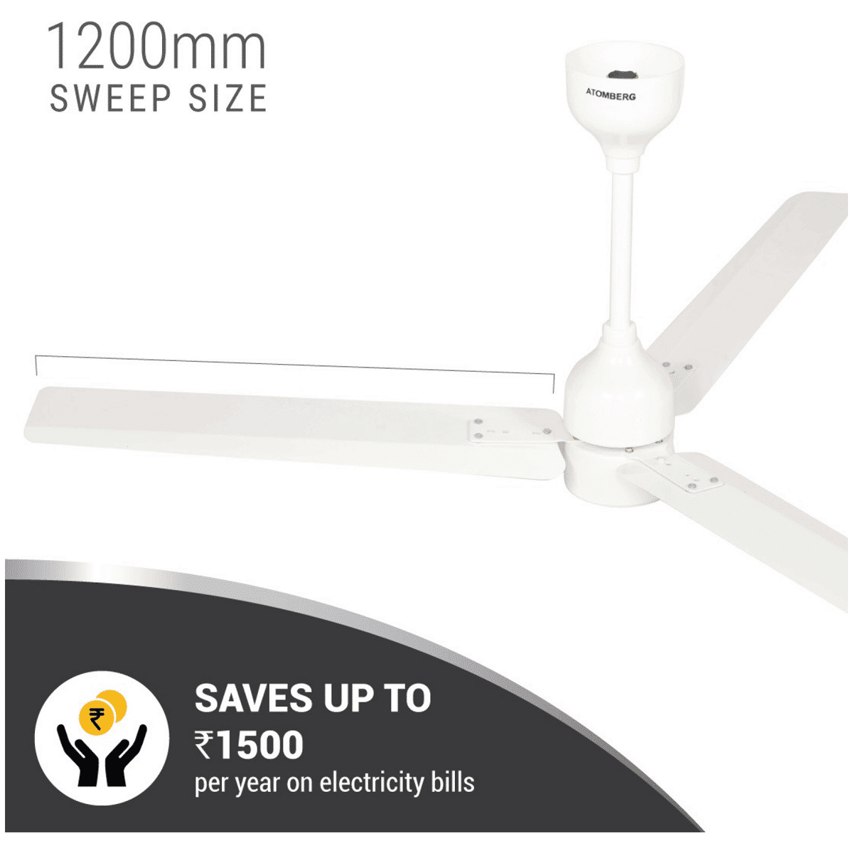 atomberg Renesa 5 Star 1200mm 3 Blade BLDC Motor Ceiling Fan with Remote (LED Speed Indicator, White) atomberg Renesa 5 Star 1200mm 3 Blade BLDC Motor Ceiling Fan with Remote (LED Speed Indicator, White)_12