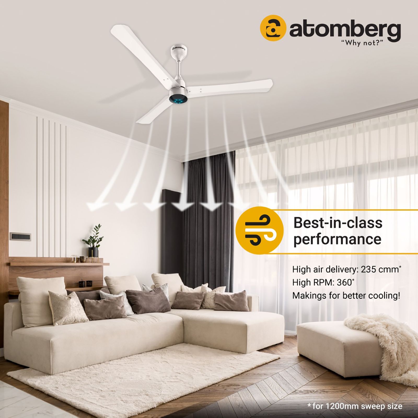 atomberg Renesa Plus 5 Star 1200mm 3 Blade BLDC Motor Ceiling Fan with Remote (LED Indicator, Pearl White)_15
