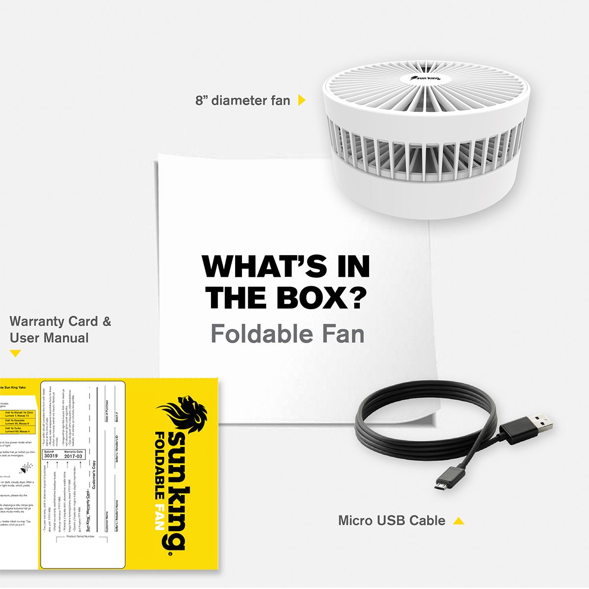 sun king 203.2mm 3 Blade Rechargeable Pedestal Fan with 7650 mAh Battery (BLDC Motor, White) sun king 203.2mm 3 Blade Rechargeable Pedestal Fan with 7650 mAh Battery (BLDC Motor, White)_3