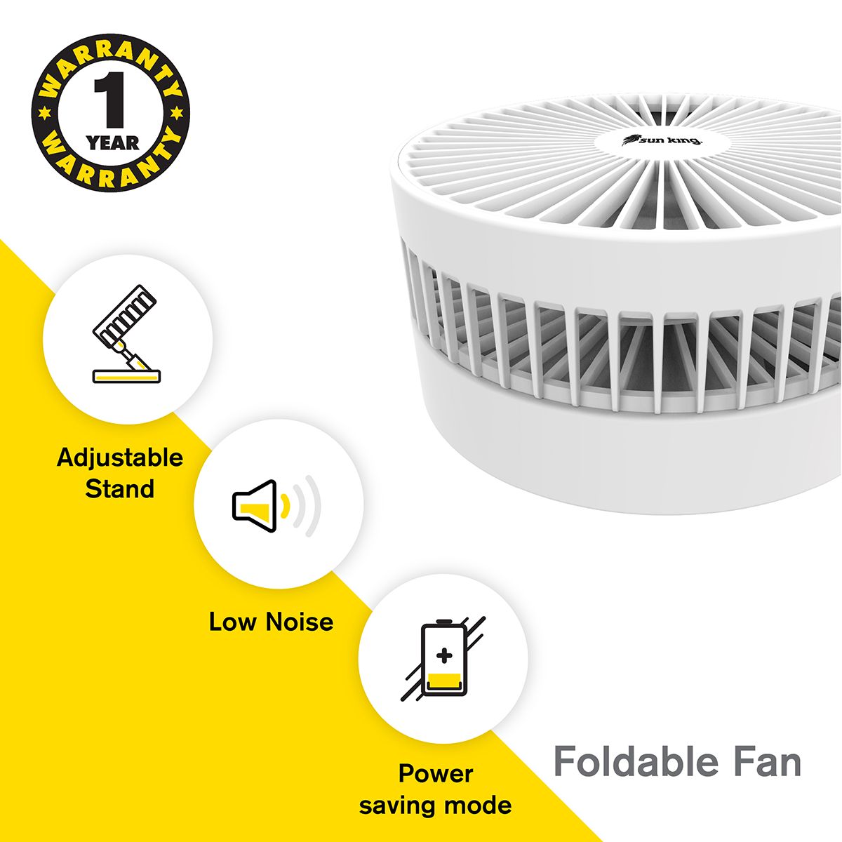 sun king 203.2mm 3 Blade Rechargeable Pedestal Fan with 7650 mAh Battery (BLDC Motor, White) sun king 203.2mm 3 Blade Rechargeable Pedestal Fan with 7650 mAh Battery (BLDC Motor, White)_5