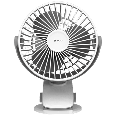 BAJAJ Pygmy Mini 110mm 3 Blade Rechargeable Personal Fan with 1800 mAh Battery (Silent Operation, White Smoke)