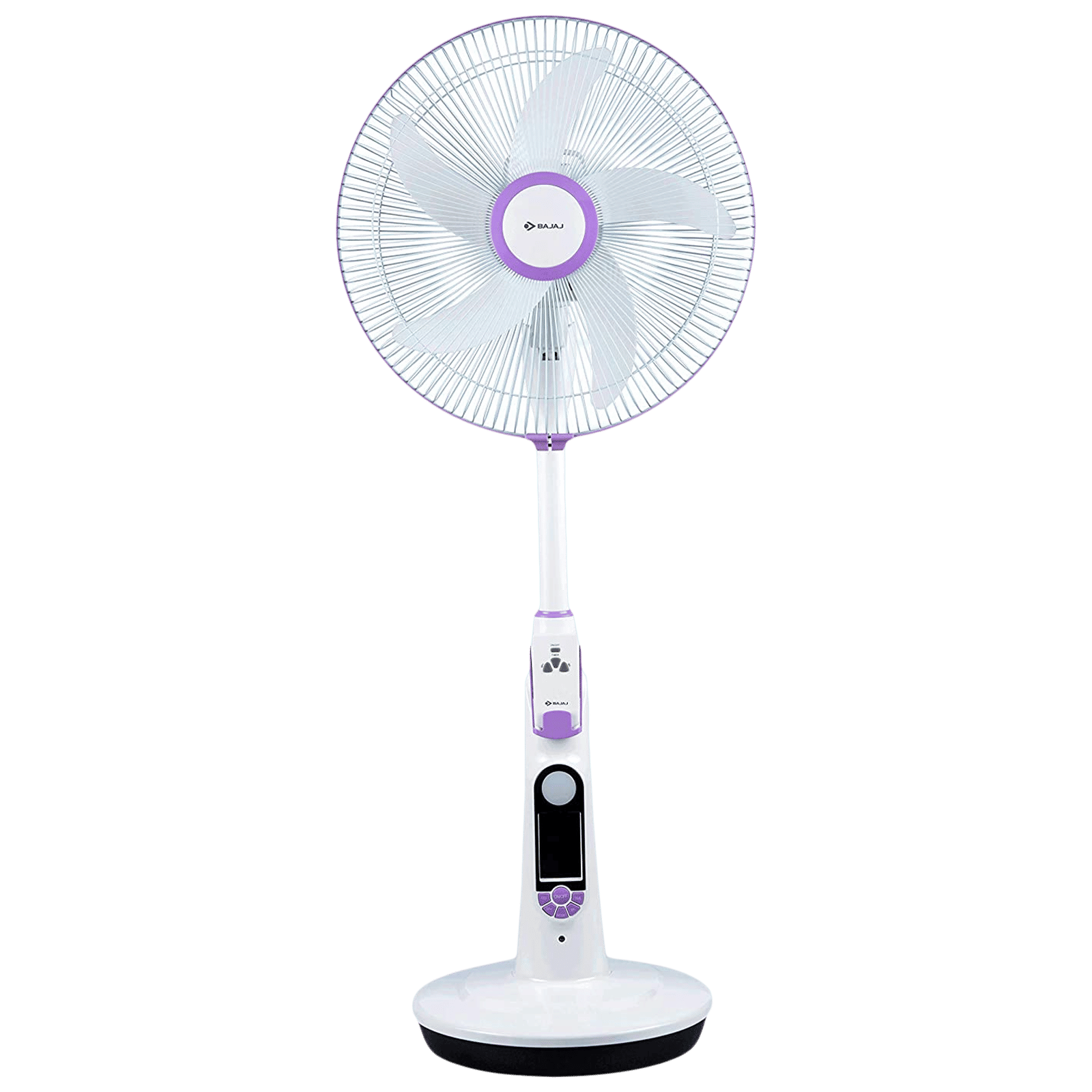 BAJAJ Nuvo 400mm 5 Blade Rechargeable Pedestal Fan with 5400 mAh Battery (BLDC Motor, Plum Purple) BAJAJ Nuvo 400mm 5 Blade Rechargeable Pedestal Fan with 5400 mAh Battery (BLDC Motor, Plum Purple)_1