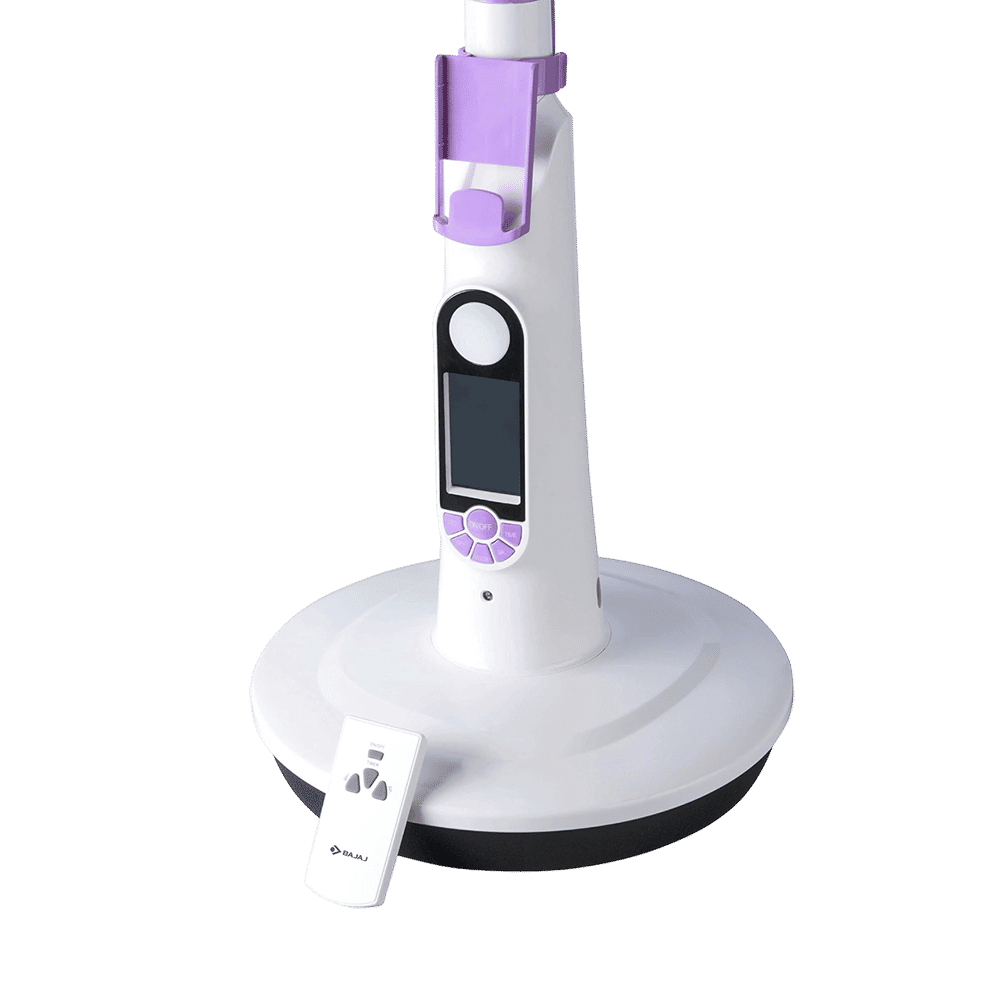 BAJAJ Nuvo 400mm 5 Blade Rechargeable Pedestal Fan with 5400 mAh Battery (BLDC Motor, Plum Purple) BAJAJ Nuvo 400mm 5 Blade Rechargeable Pedestal Fan with 5400 mAh Battery (BLDC Motor, Plum Purple)_4