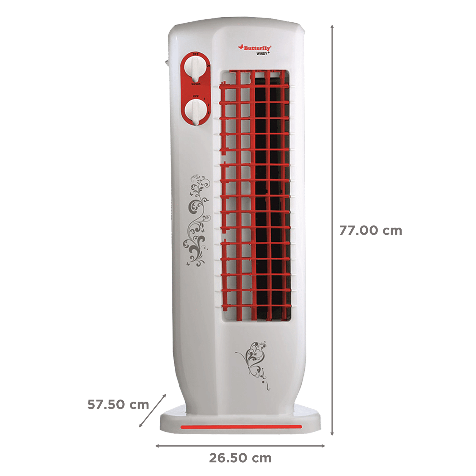 Butterfly Windy Plus Bladeless 25 ft Air Throw 2250 m3/hr Air Delivery Tower Fan (Heavy Duty Motor, Red) Butterfly Windy Plus Bladeless 25 ft Air Throw 2250 m3/hr Air Delivery Tower Fan (Heavy Duty Motor, Red)_2