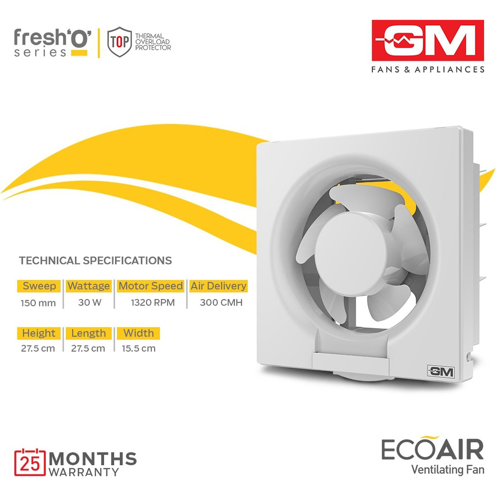 GM Eco Air 150mm Exhaust Fan (Low Noise Operation, White)_9
