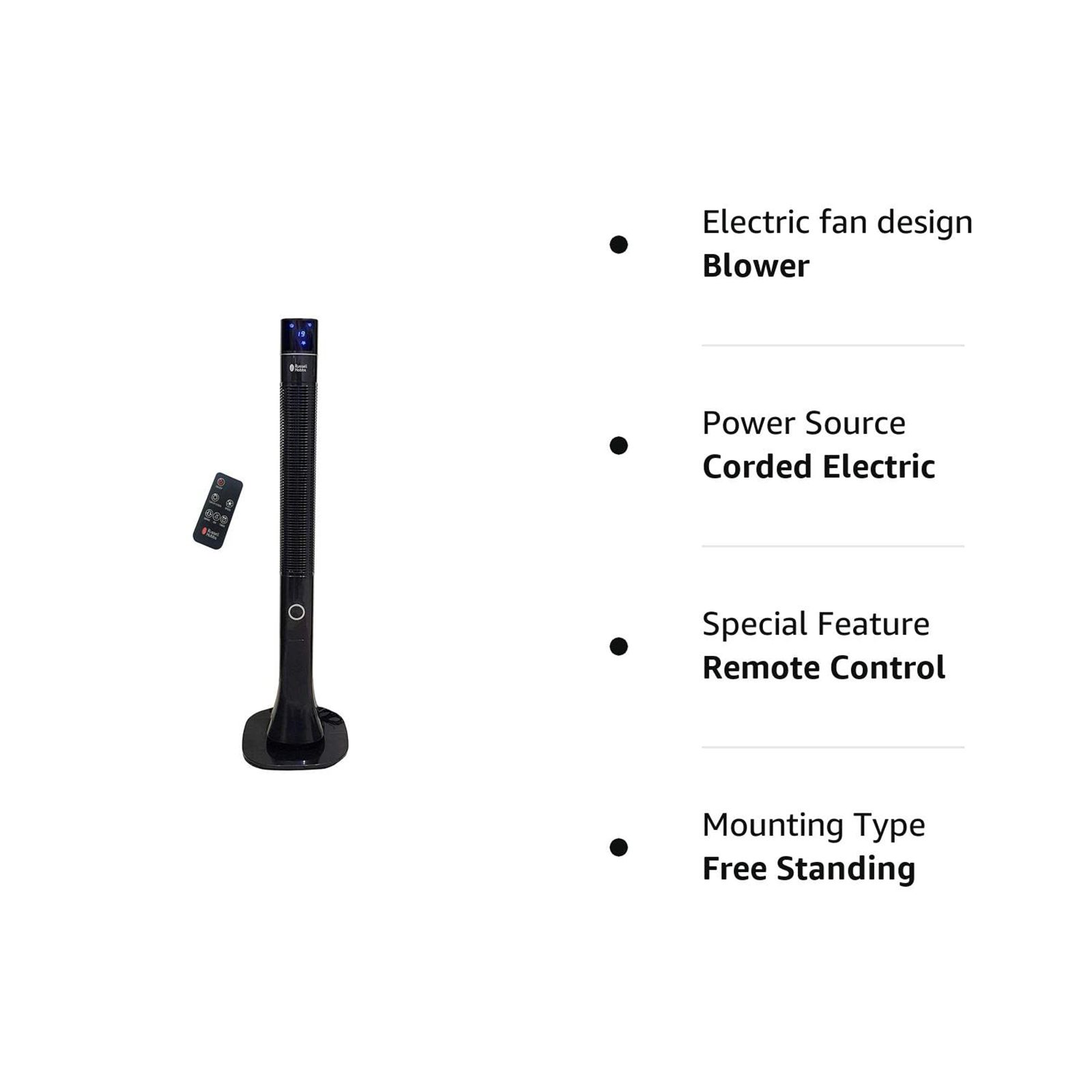 Russell Hobbs RTF-4800 Bladeless 13800 m3/hr Air Delivery Tower Fan with Remote (Superior Quality, Black) Russell Hobbs RTF-4800 Bladeless 13800 m3/hr Air Delivery Tower Fan with Remote (Superior Quality, Black)_5