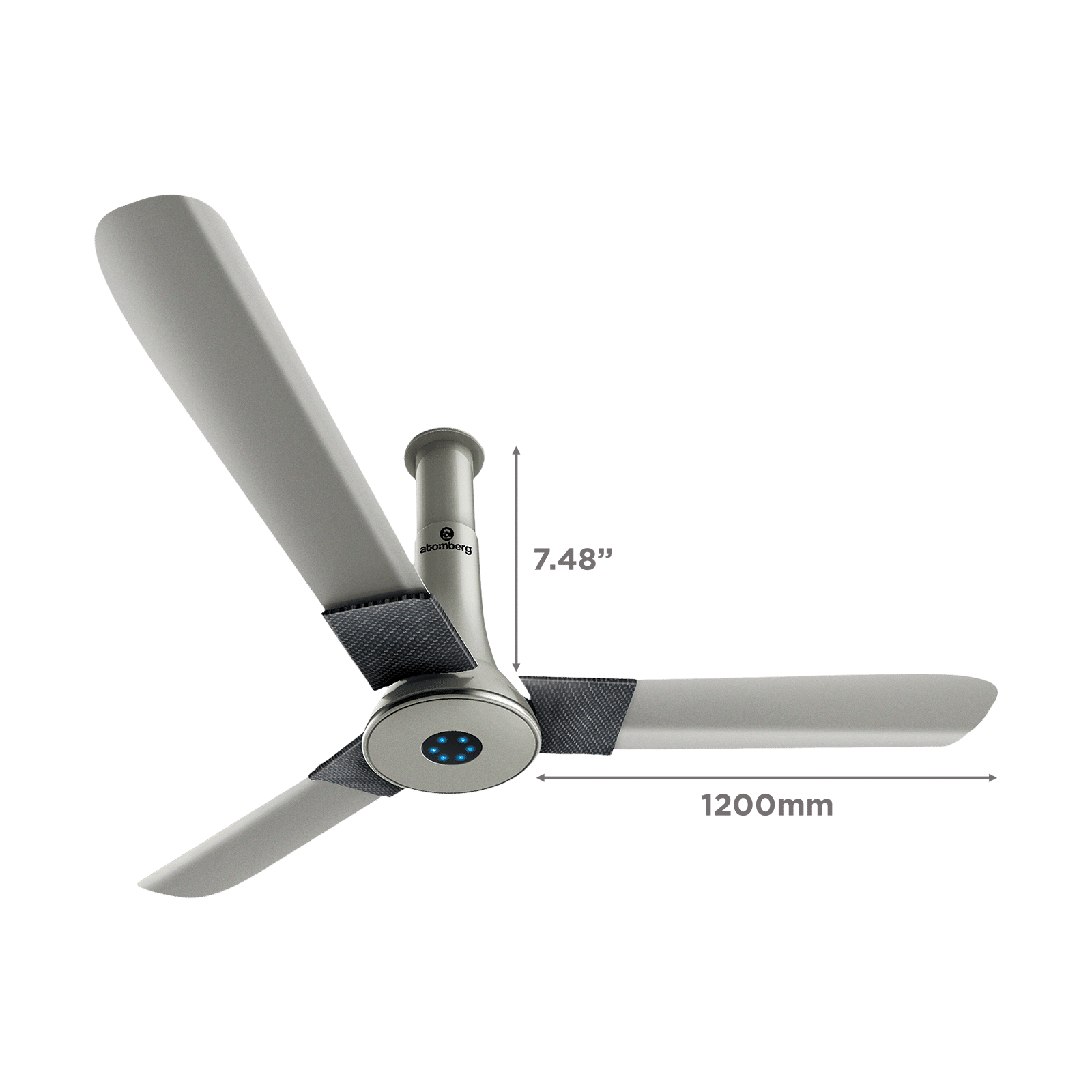 atomberg Studio Plus 5 Star 1200mm 3 Blade BLDC Motor Ceiling Fan with Remote (LED Indicator, Sand Grey)_2