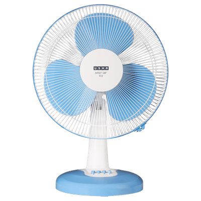 USHA Mist Air Flo 400mm 3 Blade Inverter Technology Table Fan (Durable Design, Light Blue)