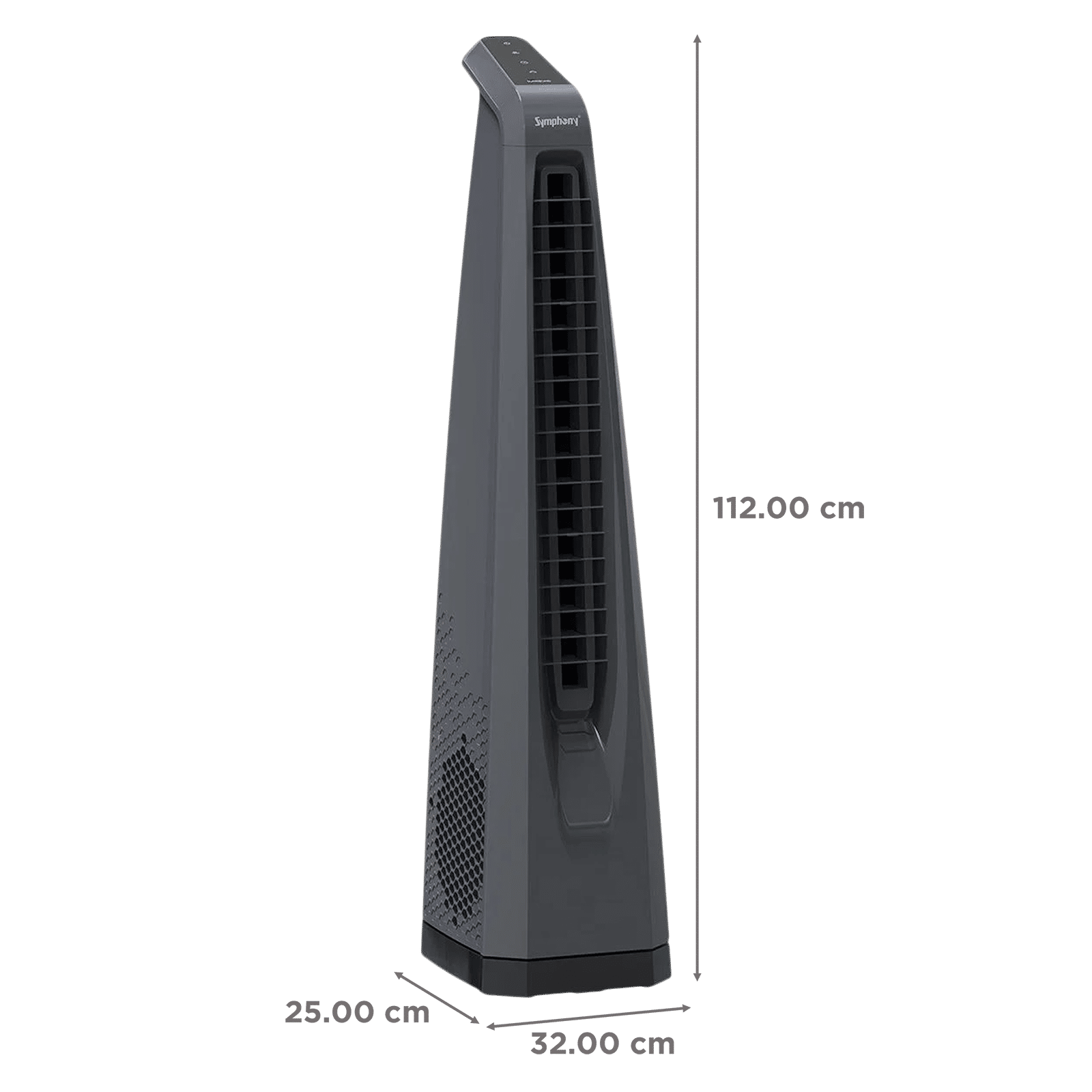 Symphony Surround-I Bladeless 25 ft Air Throw 650 m3/hr Air Delivery Tower Fan with Remote (Touchscreen Control Panel, Dark Grey)_2