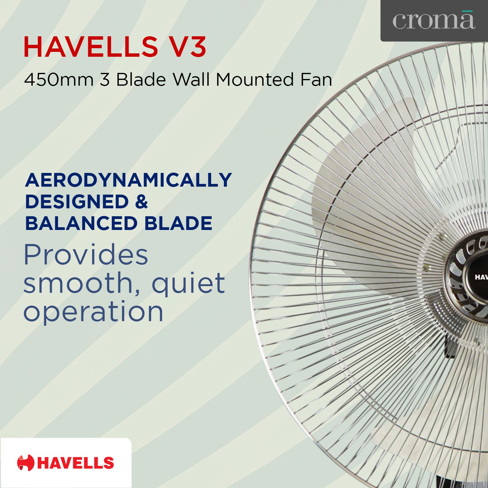 HAVELLS V3 450mm 3 Blade Thermal Overload Protector Wall Mounted Fan (Jerk Free Oscillation, Silver & Black) HAVELLS V3 450mm 3 Blade Thermal Overload Protector Wall Mounted Fan (Jerk Free Oscillation, Silver & Black)_6