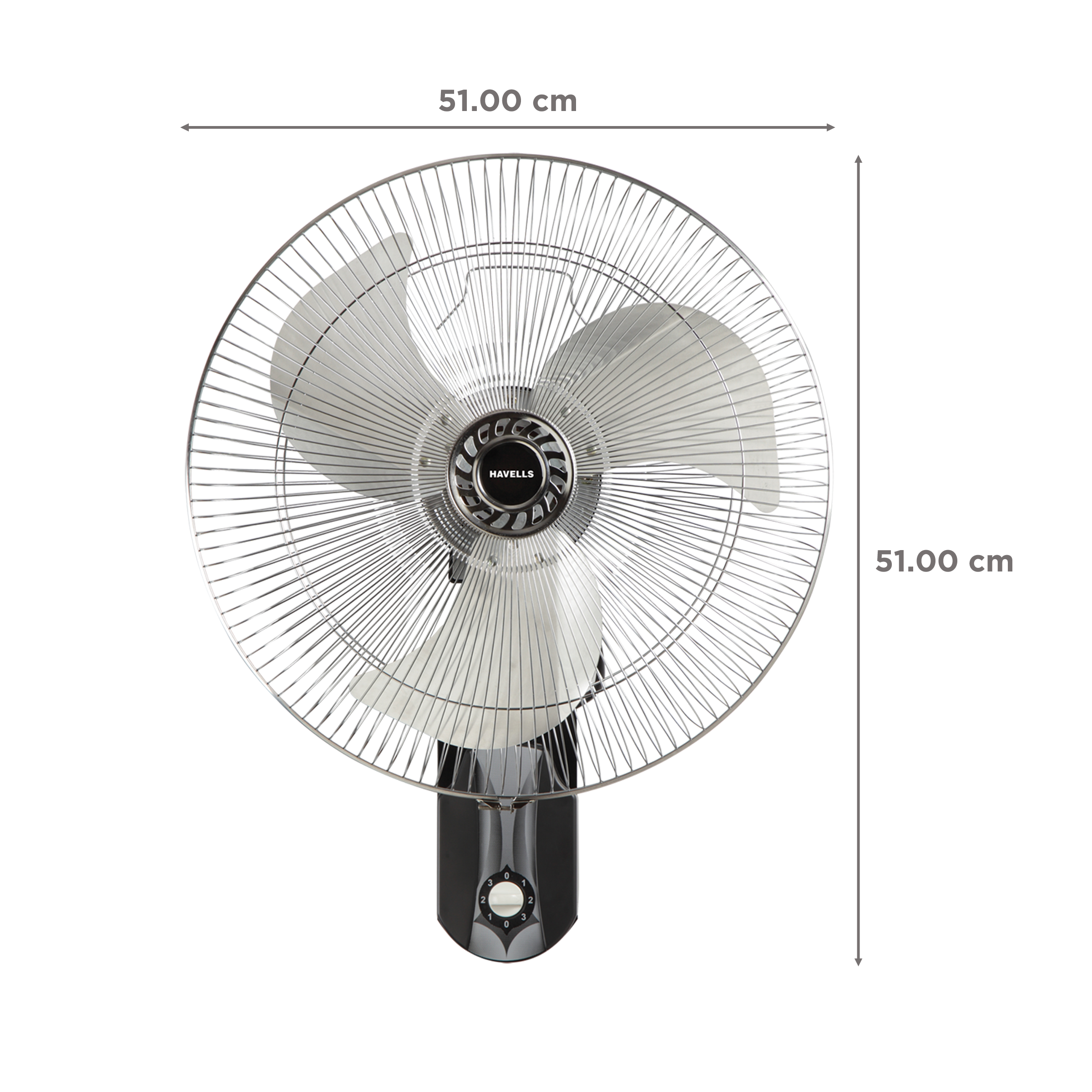 HAVELLS V3 450mm 3 Blade Thermal Overload Protector Wall Mounted Fan (Jerk Free Oscillation, Silver & Black) HAVELLS V3 450mm 3 Blade Thermal Overload Protector Wall Mounted Fan (Jerk Free Oscillation, Silver & Black)_2